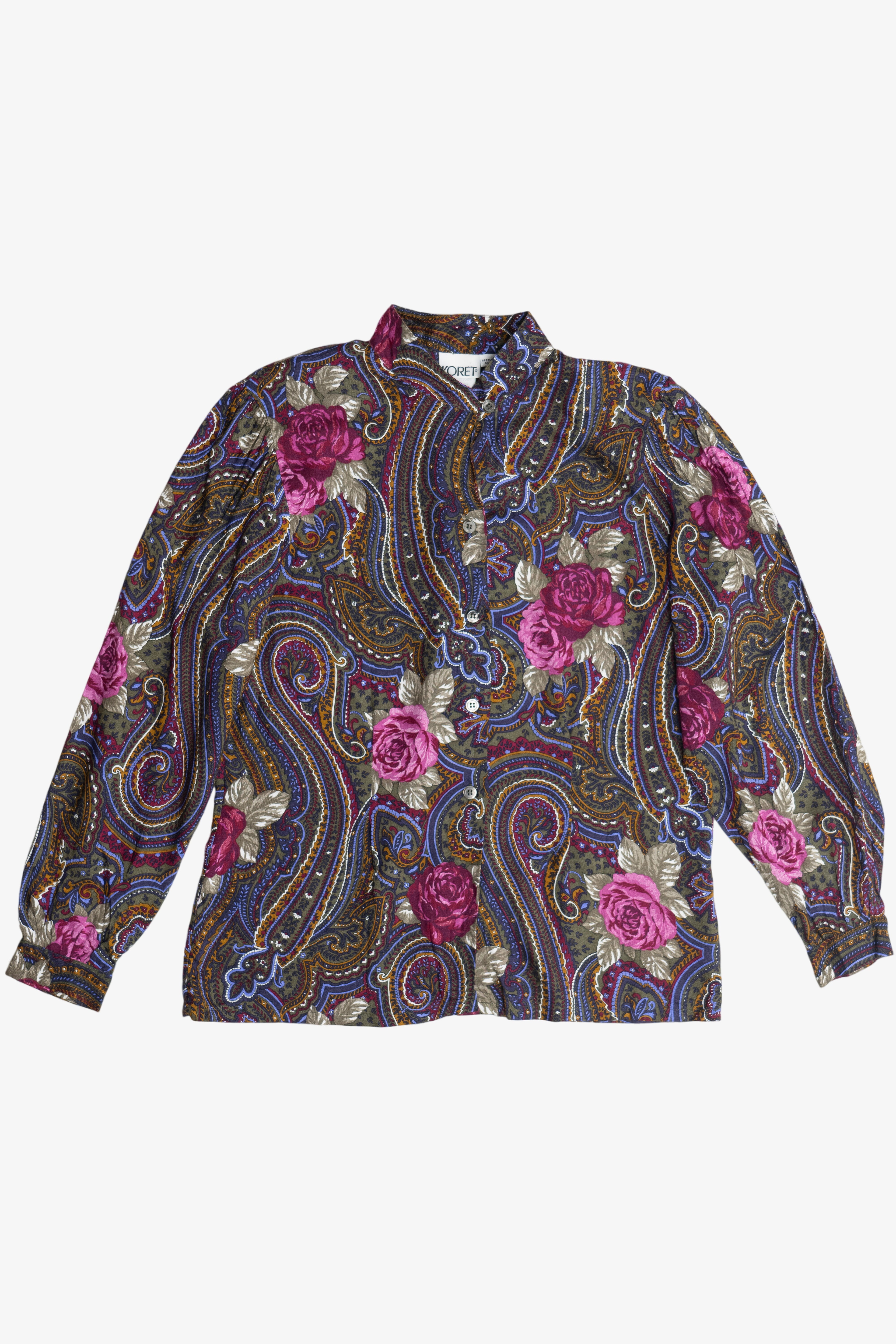 Vintage Koret Paisley Floral Button Up Shirt (1980s)