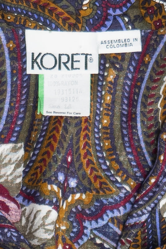 Vintage Koret Paisley Floral Button Up Shirt (1980s)