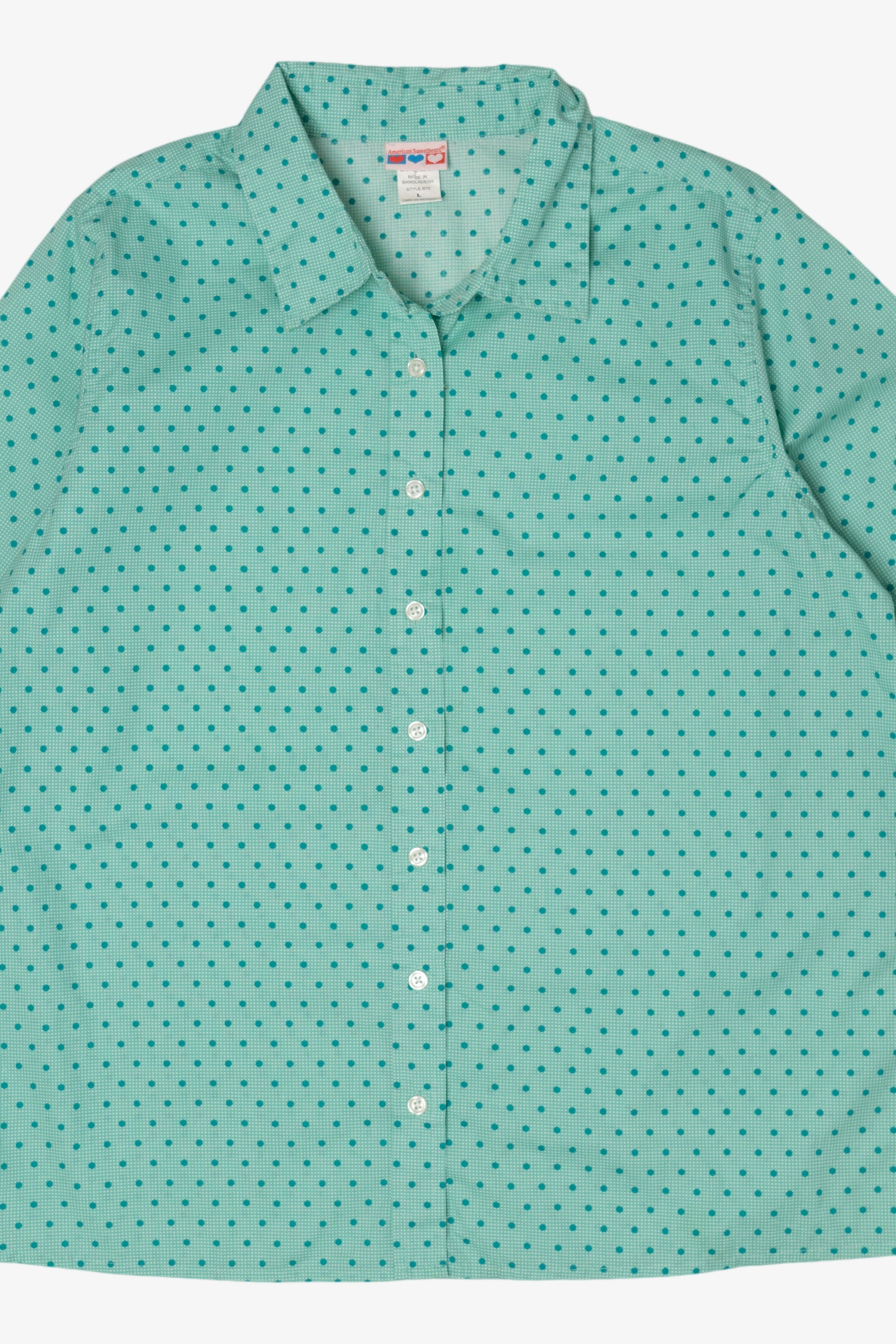Vintage Teal Dotted Button Up Shirt (1990s)