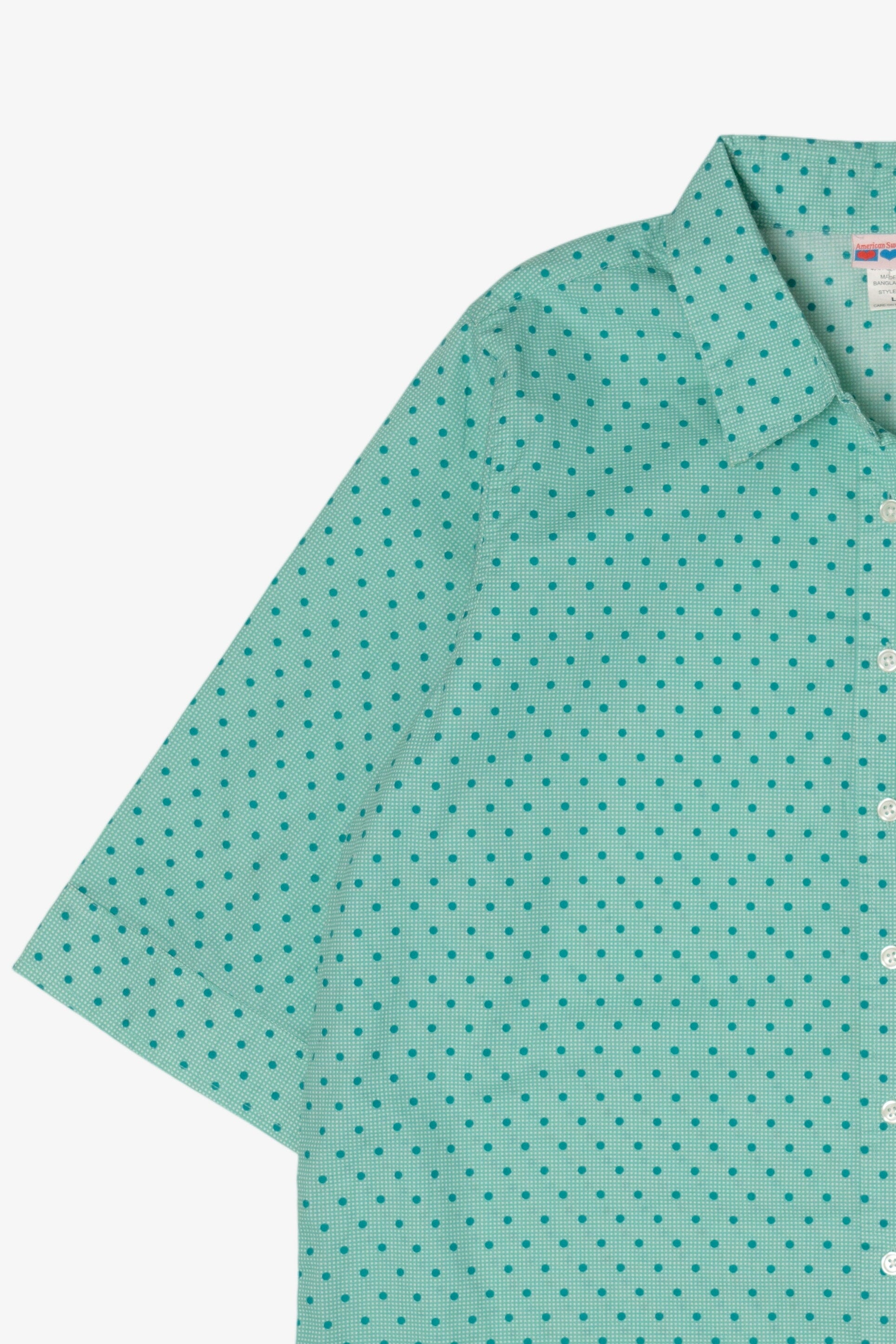 Vintage Teal Dotted Button Up Shirt (1990s)