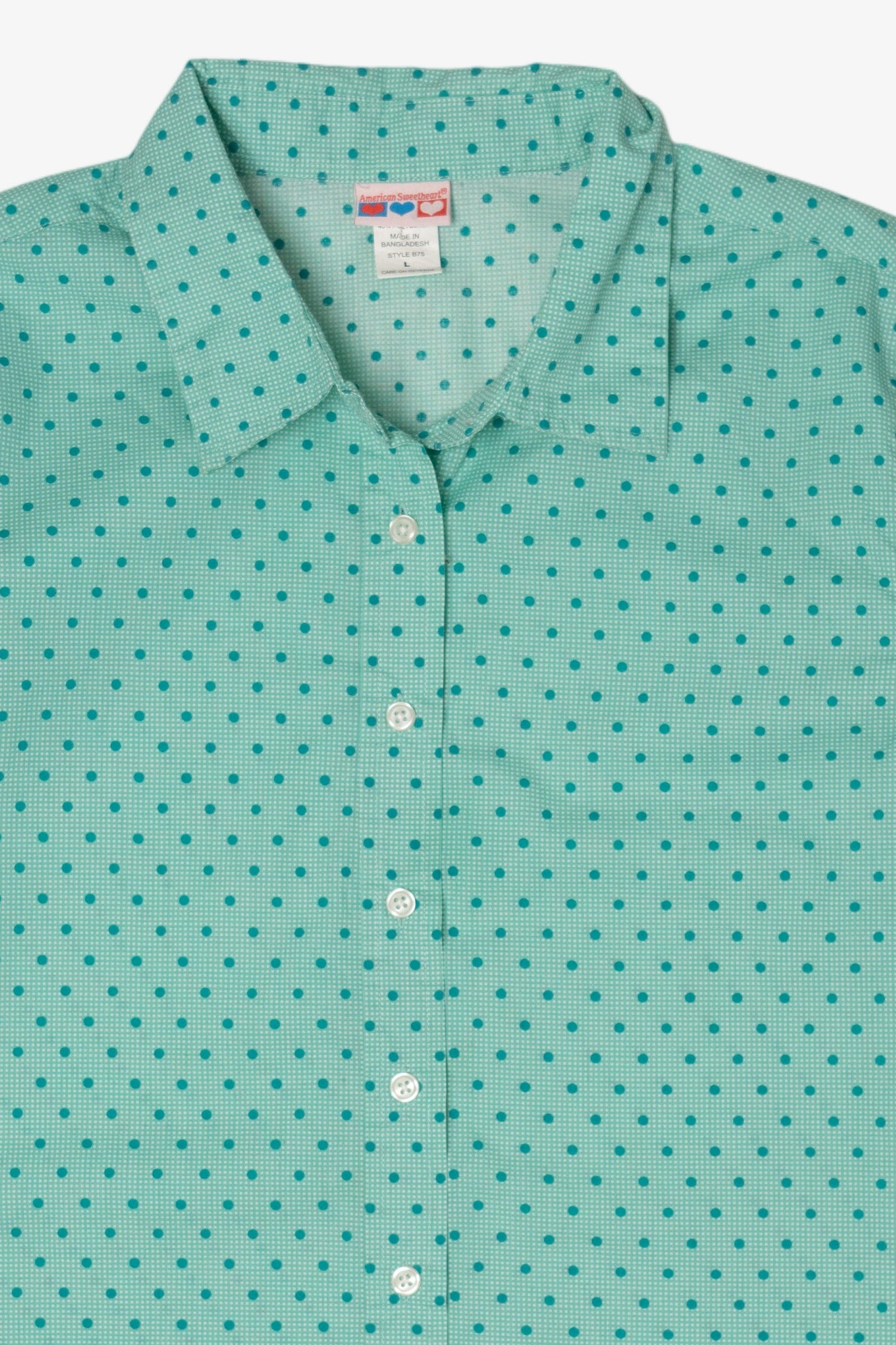 Vintage Teal Dotted Button Up Shirt (1990s)