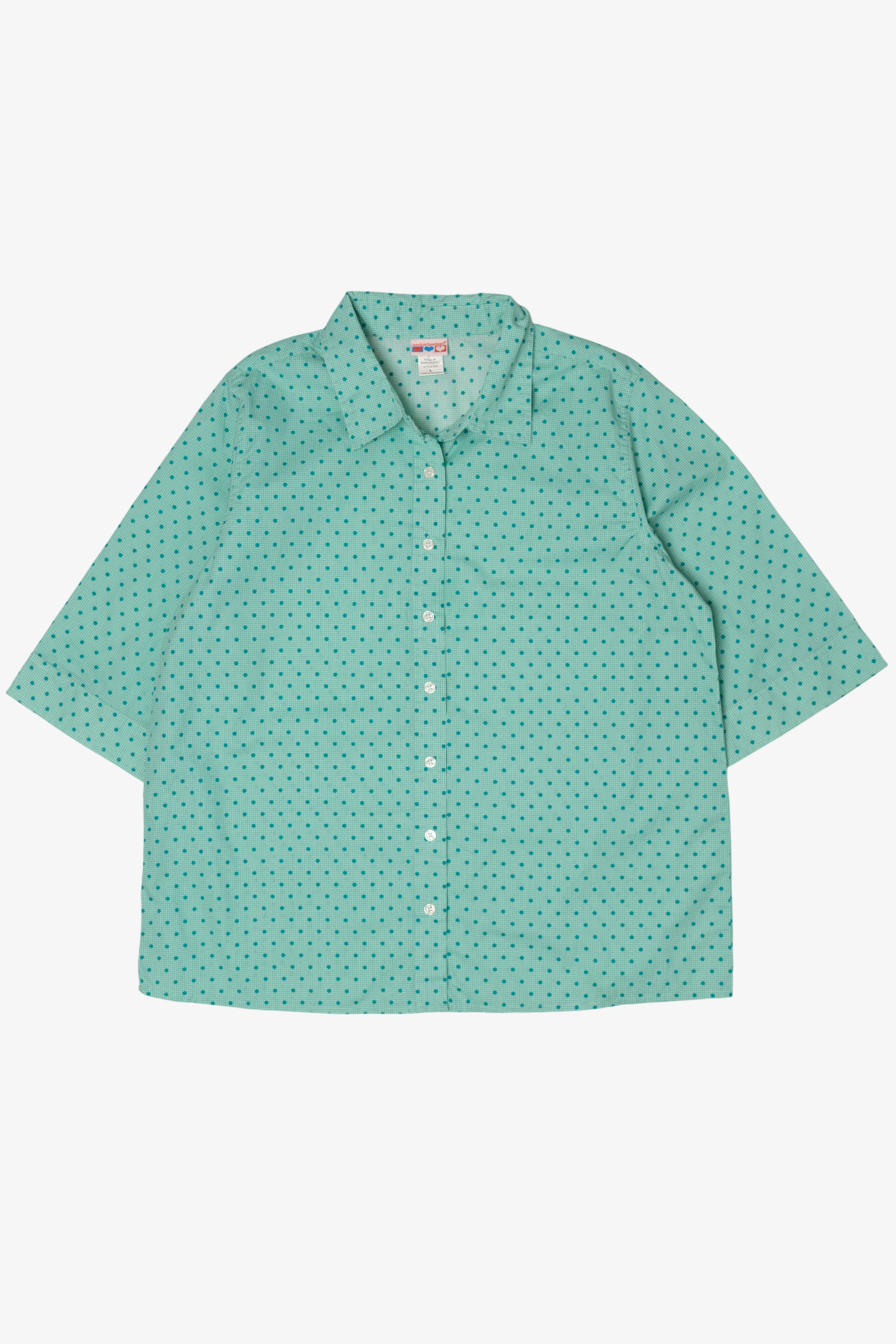 Vintage Teal Dotted Button Up Shirt (1990s)