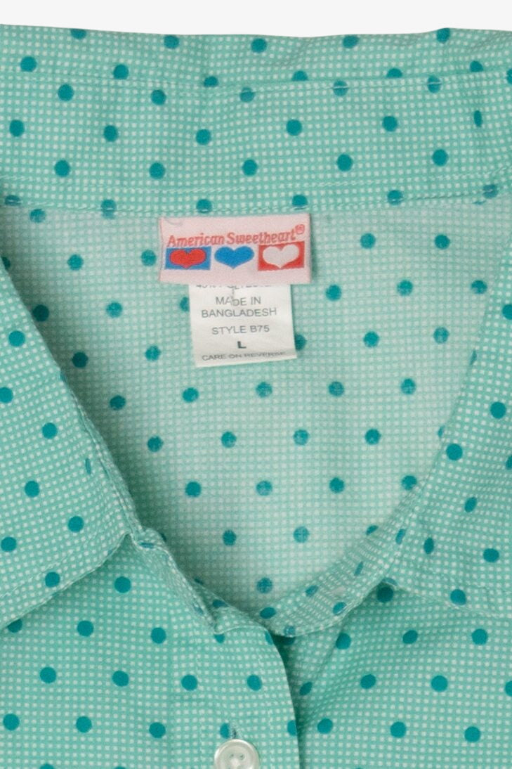 Vintage Teal Dotted Button Up Shirt (1990s)