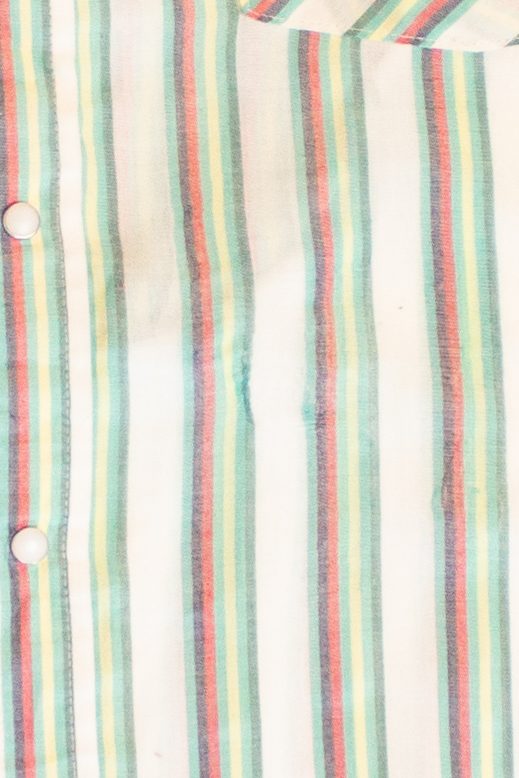 Vintage Distressed Striped Pearl Snap Button Up Shirt (1980s)