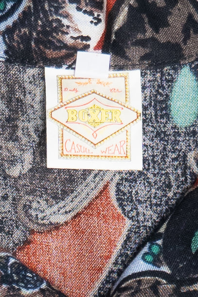 Vintage Animal Medallion Print Loop Collar Button Up Shirt (1990s)