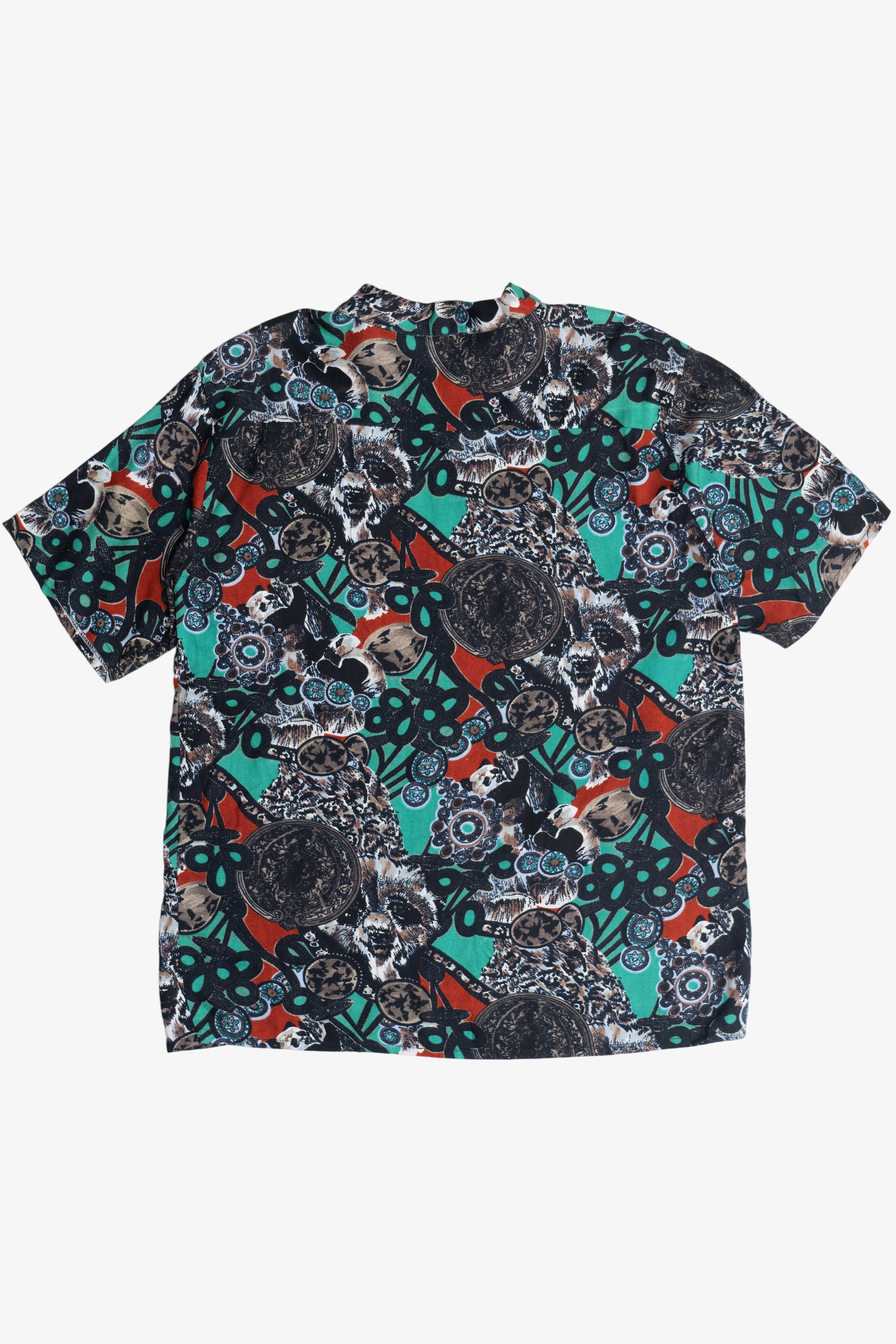 Vintage Animal Medallion Print Loop Collar Button Up Shirt (1990s)