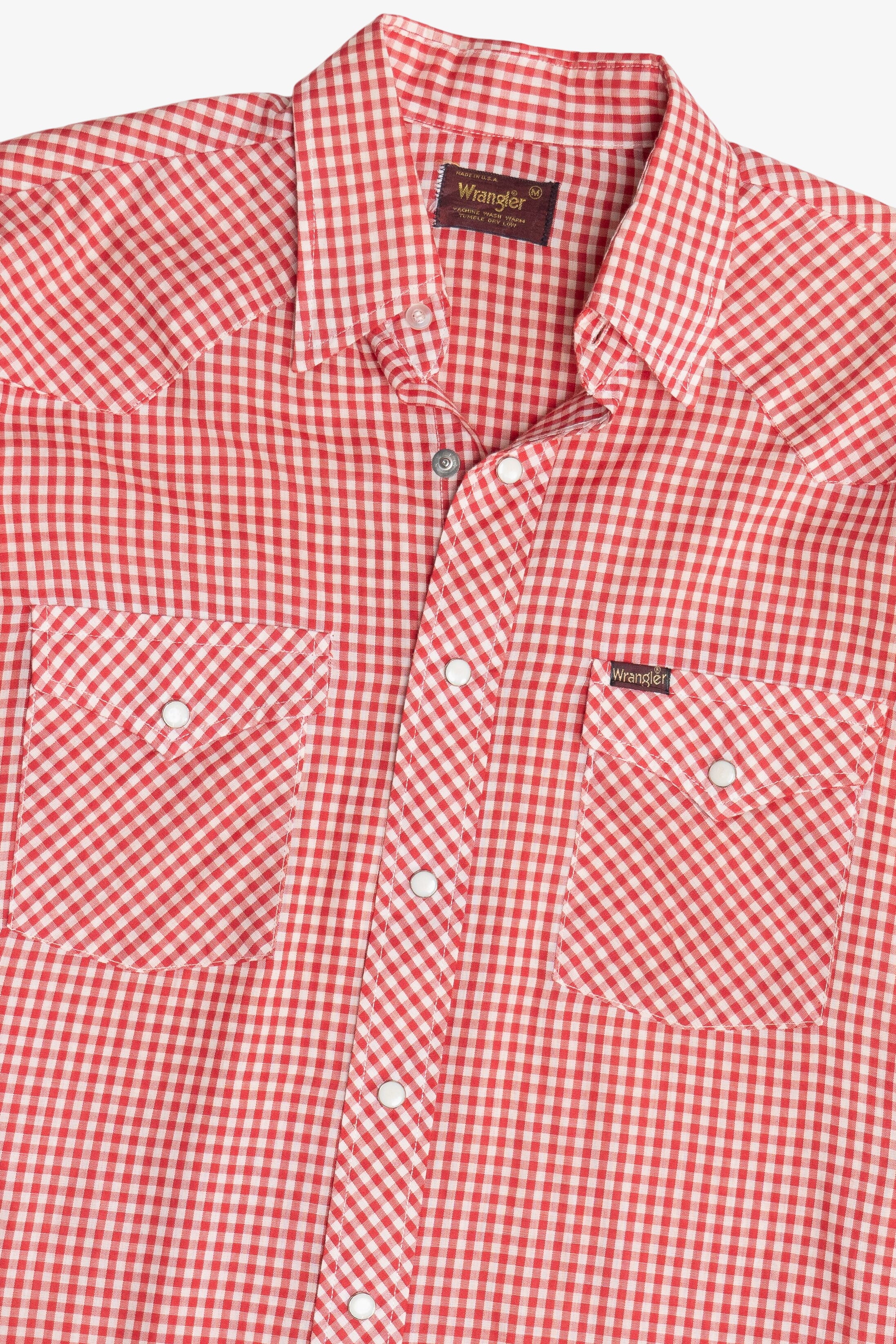 Vintage Wrangler Gingham Western Pearl Snap Button Up Shirt (1980s)