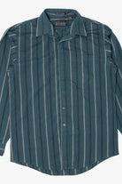 Vintage Striped Teal Impact Single Needle Tailored Button Up Shirt (1990s)