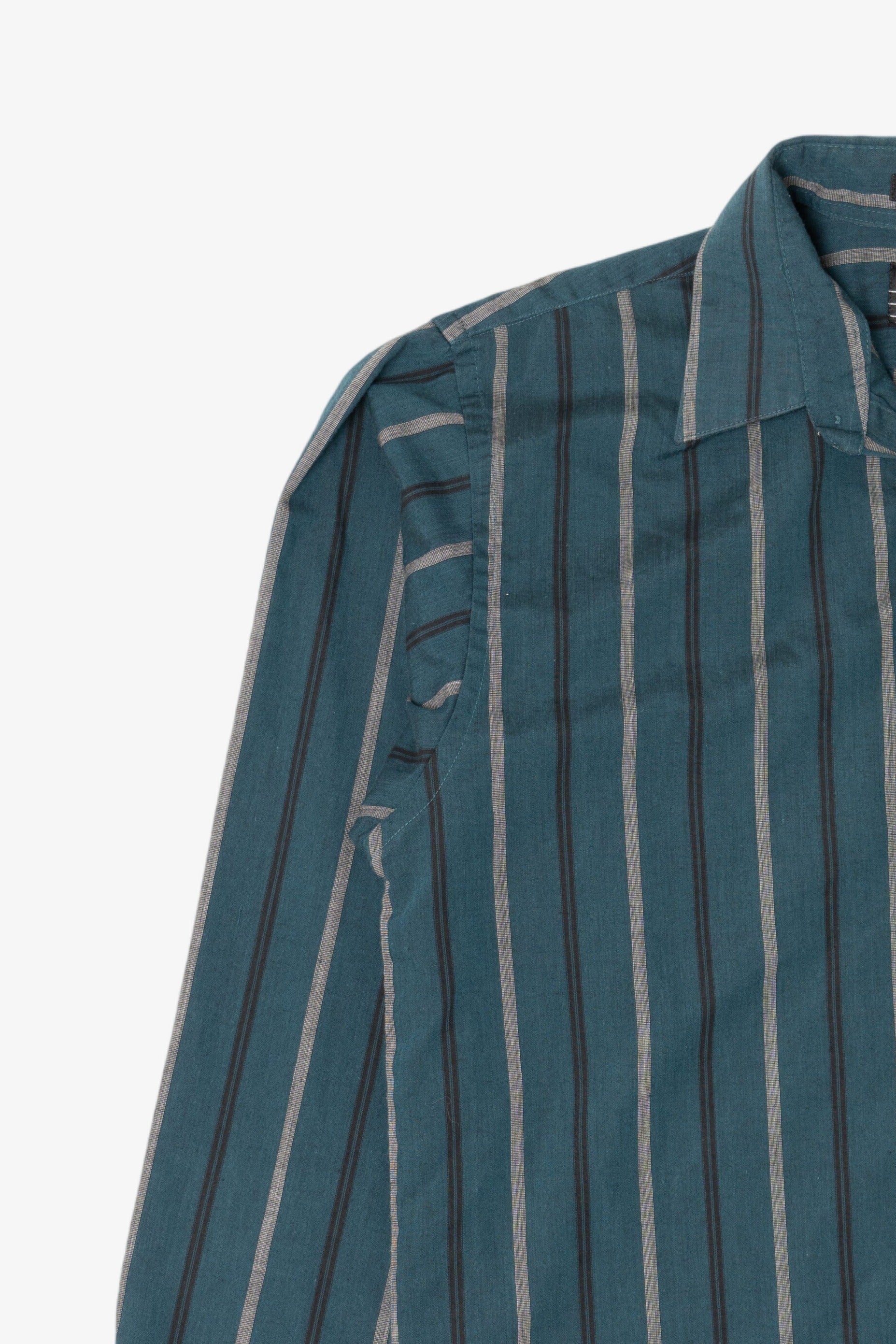 Vintage Striped Teal Impact Single Needle Tailored Button Up Shirt (1990s)