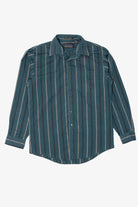 Vintage Striped Teal Impact Single Needle Tailored Button Up Shirt (1990s)