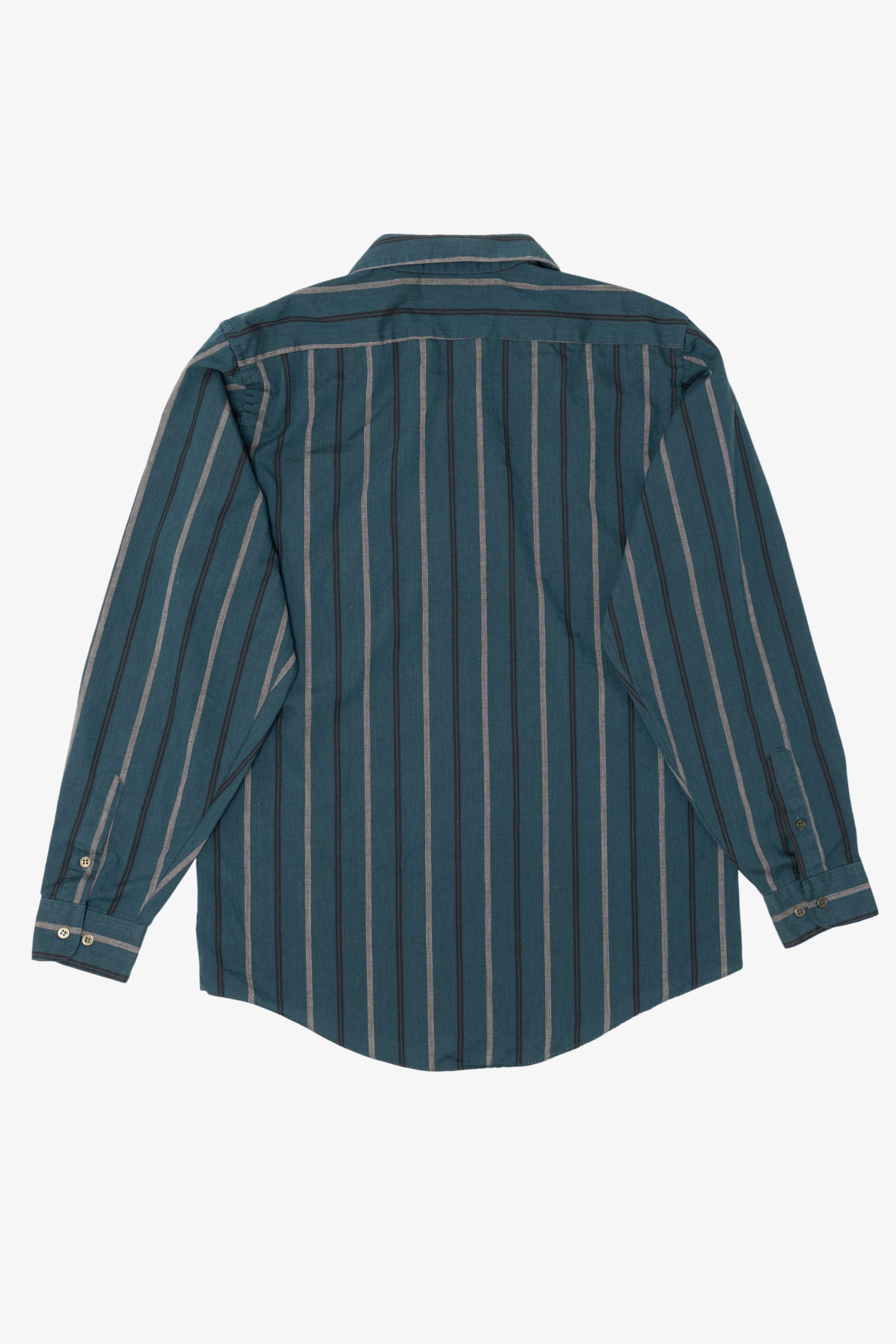 Vintage Striped Teal Impact Single Needle Tailored Button Up Shirt (1990s)