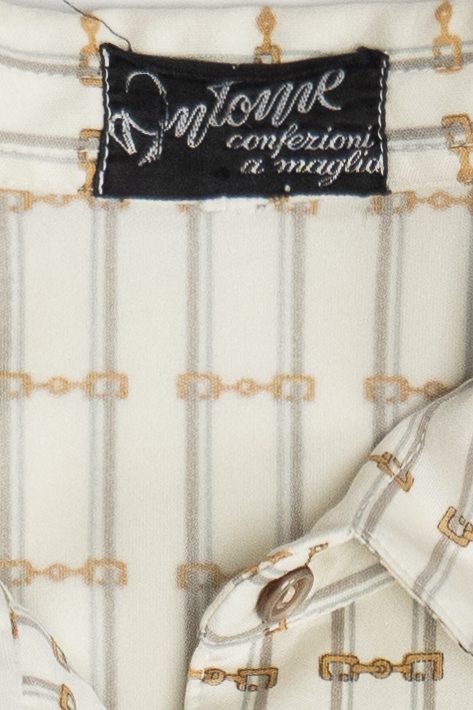 Vintage Antoine Equestrian Chain Link Polyester Button Up Shirt (1980s)