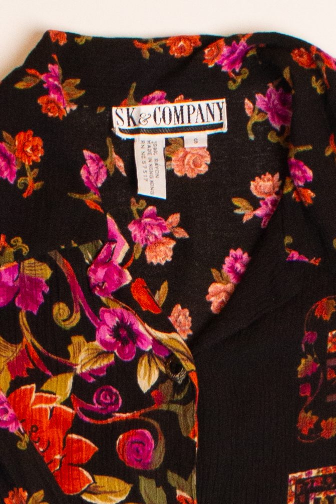 Vintage Floral Squares Button Up Shirt (1990s)
