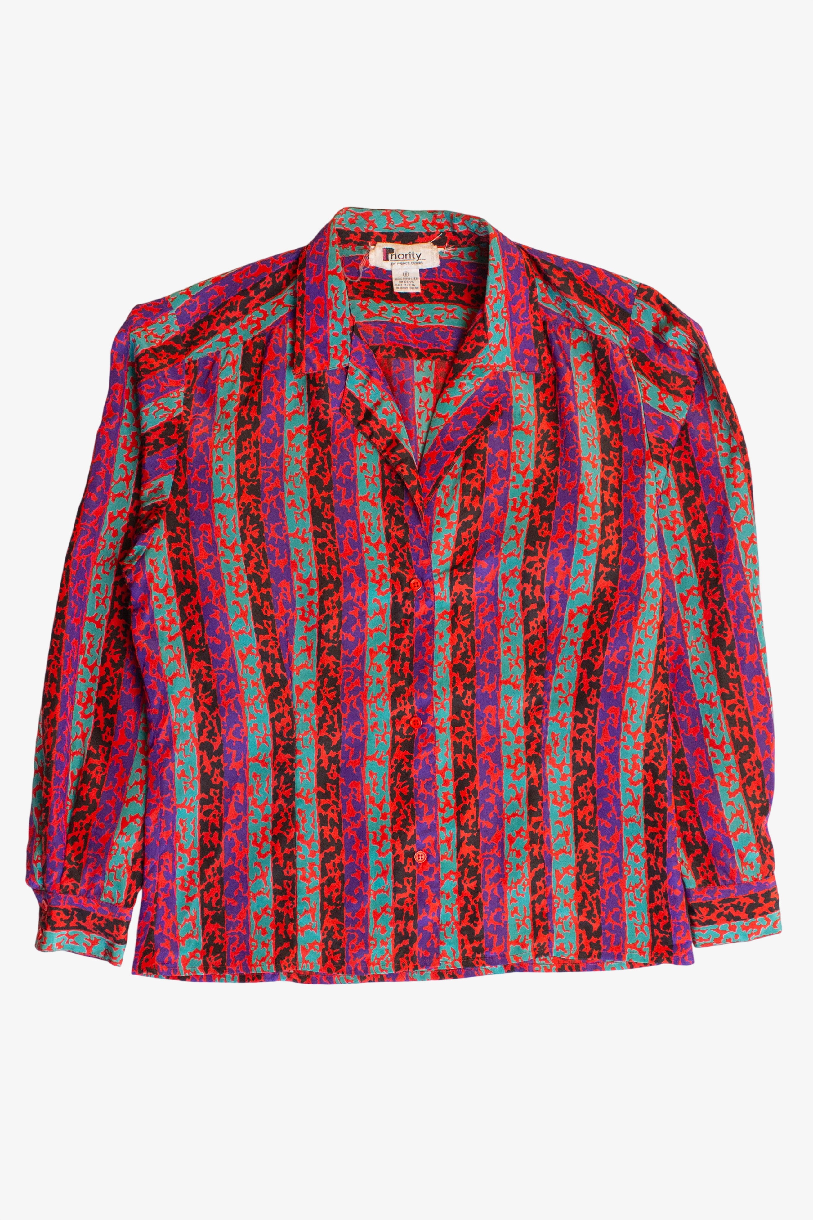 Vintage Red Splotch Stripe Button Up Shirt (1980s)