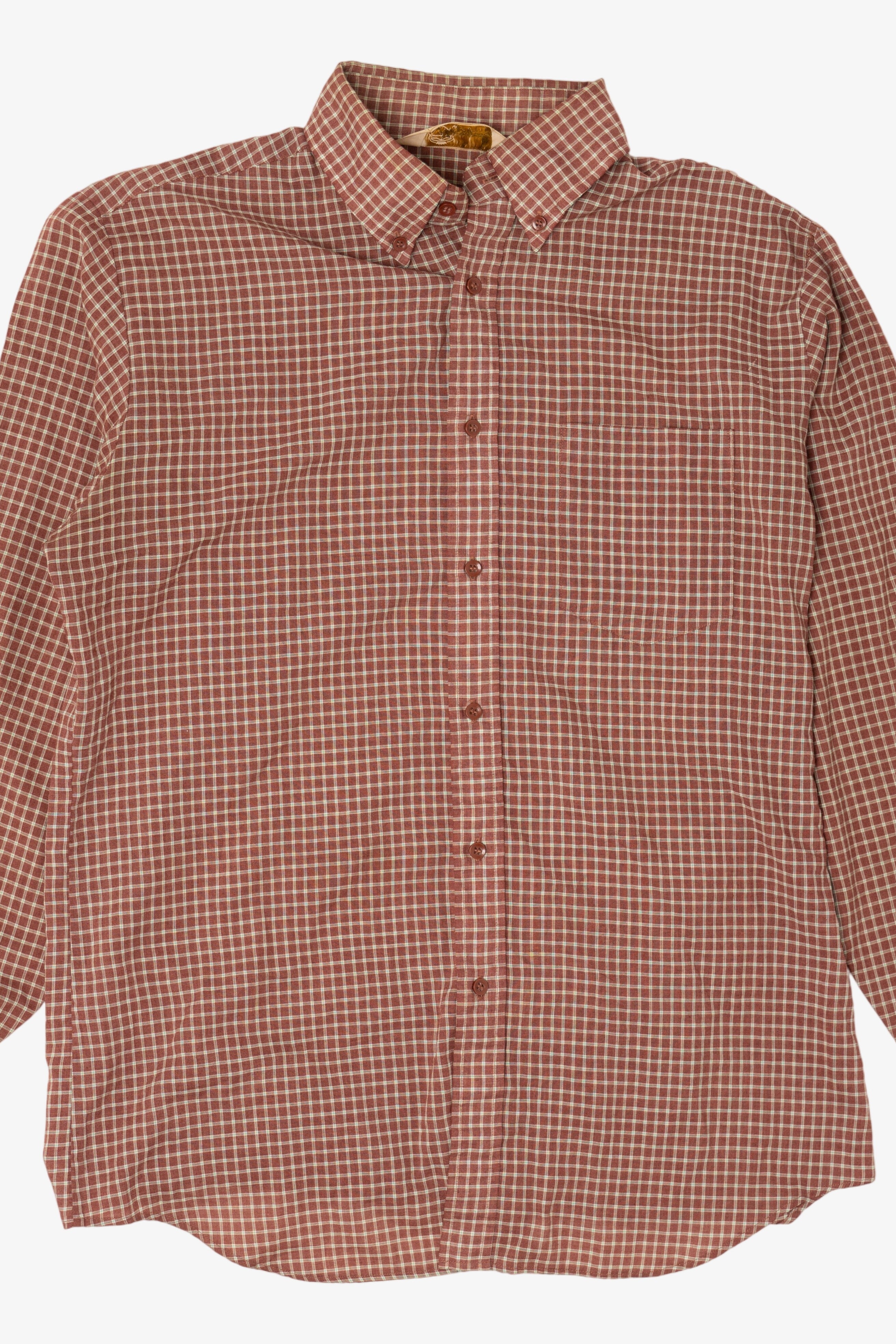 Vintage Rust Plaid Kingsport Button Up Shirt (1970s)