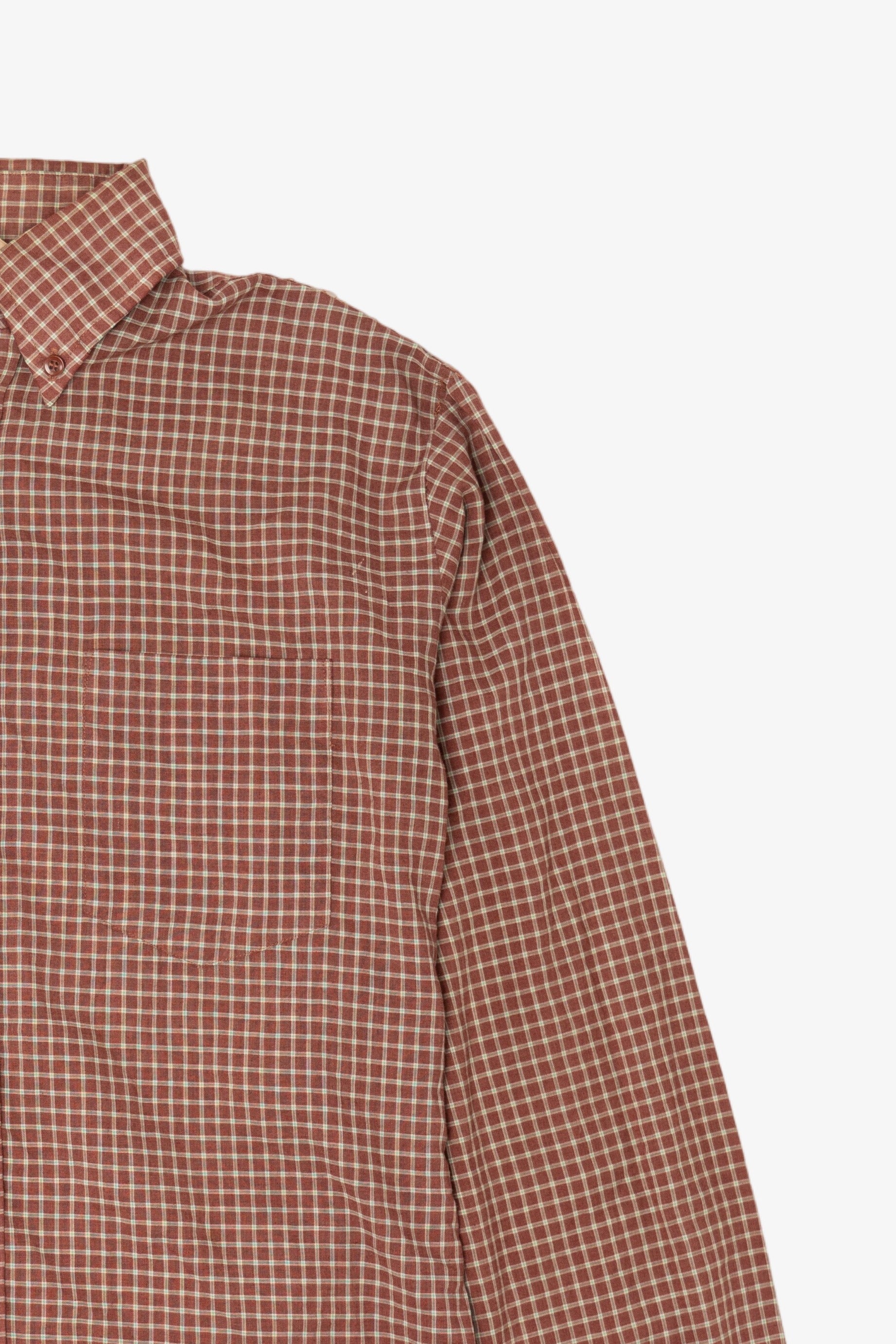 Vintage Rust Plaid Kingsport Button Up Shirt (1970s)