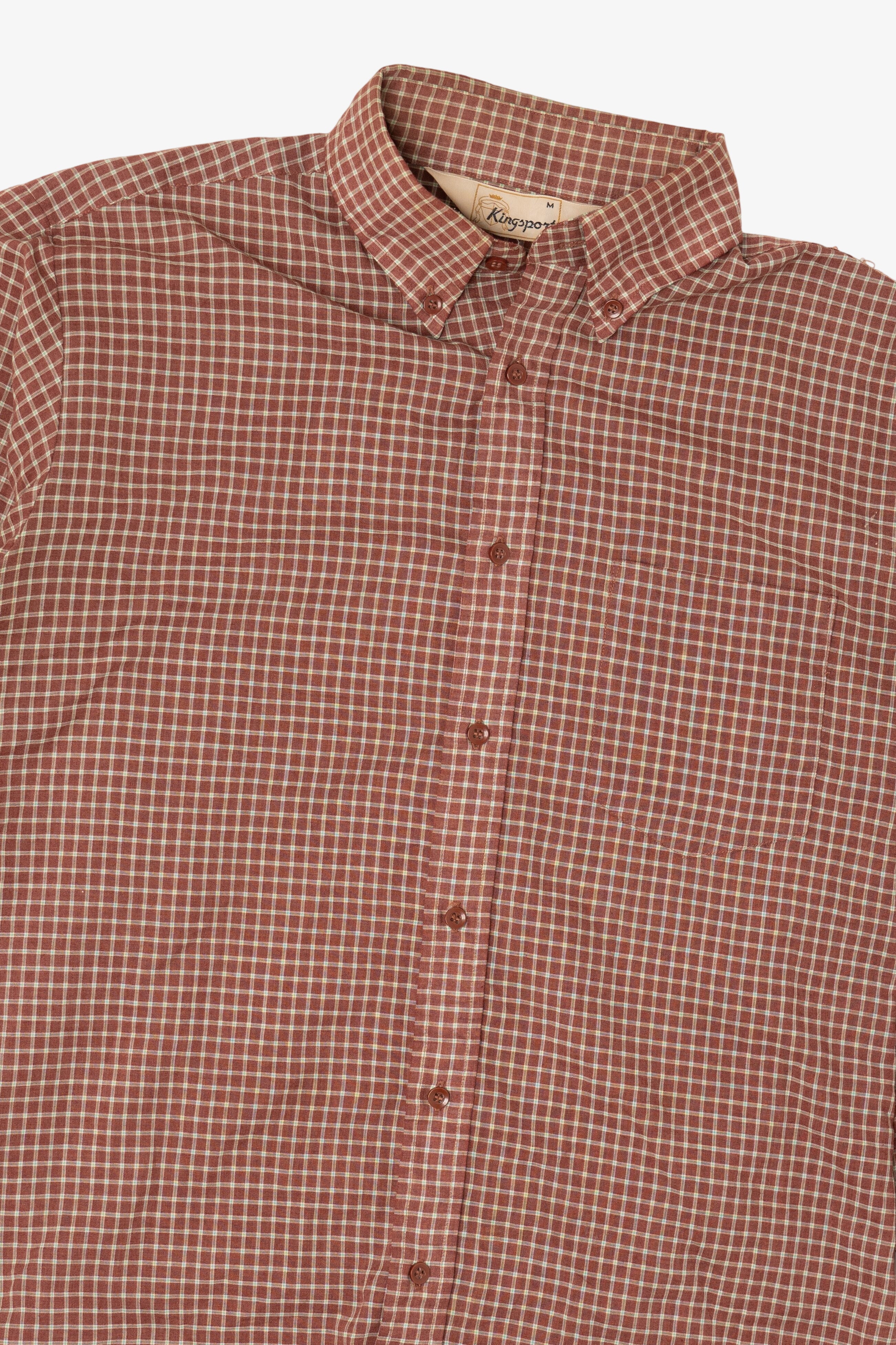 Vintage Rust Plaid Kingsport Button Up Shirt (1970s)