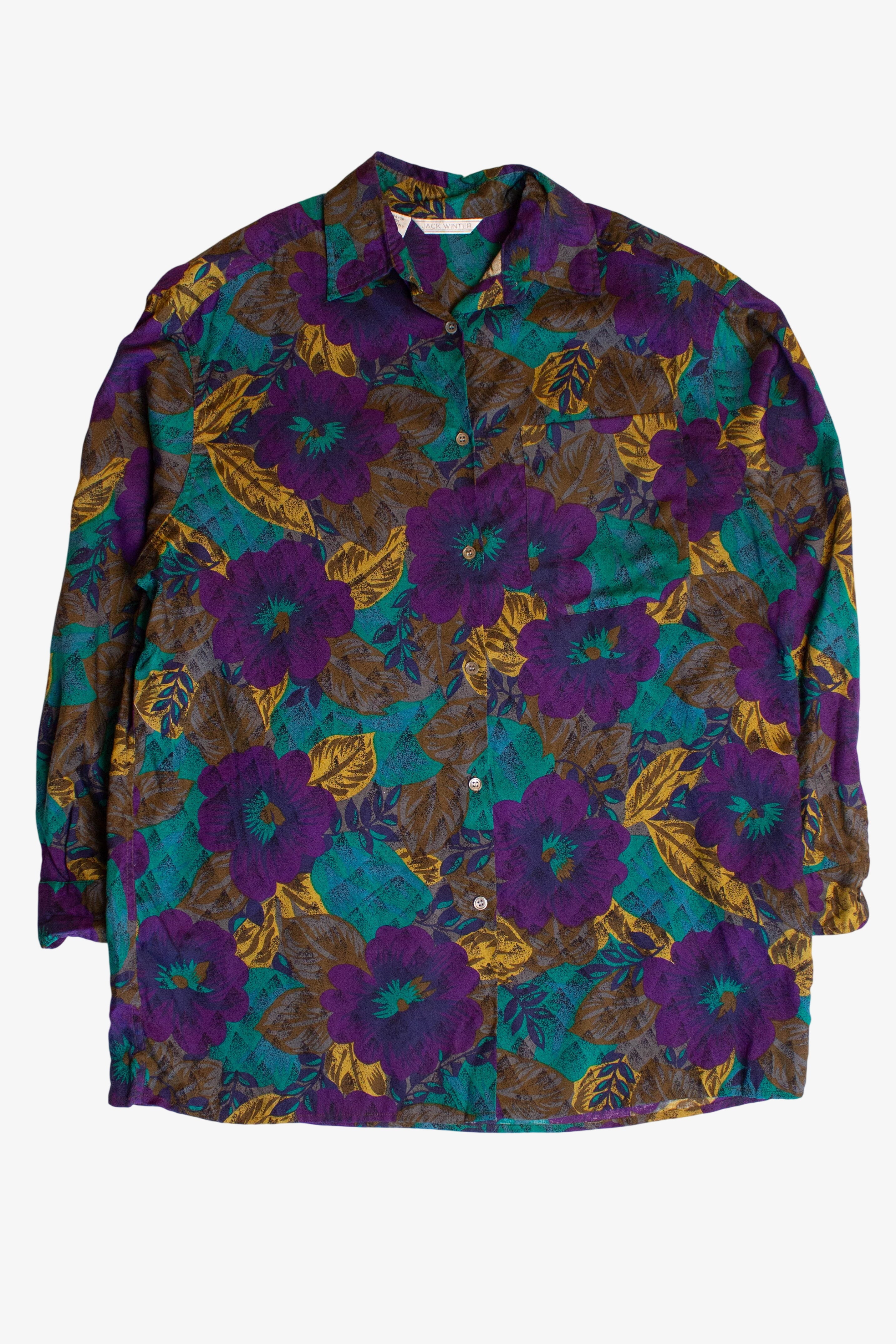 Vintage Purple Flowers Button Up Shirt (1990s)