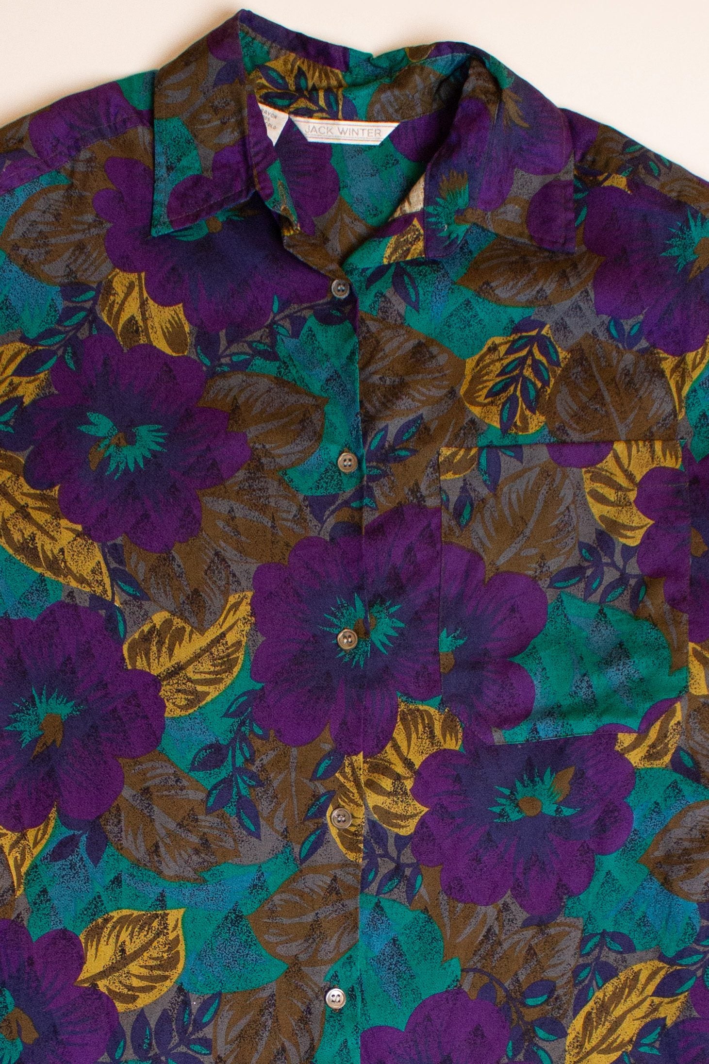 Vintage Purple Flowers Button Up Shirt (1990s)
