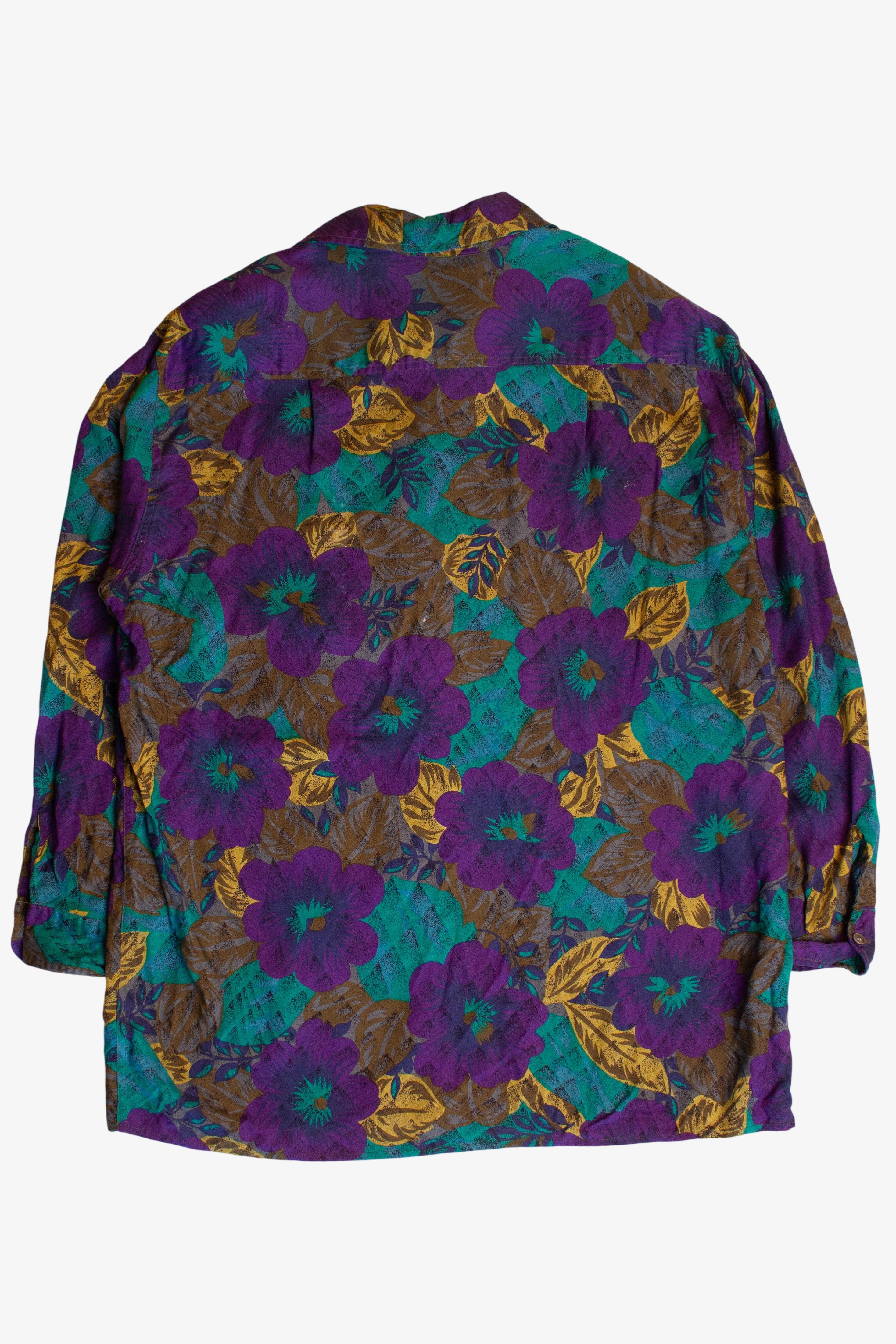 Vintage Purple Flowers Button Up Shirt (1990s)