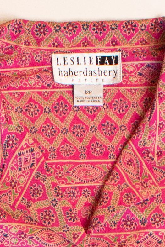 Vintage Pink Floral Stripe Button Up Shirt (1990s)