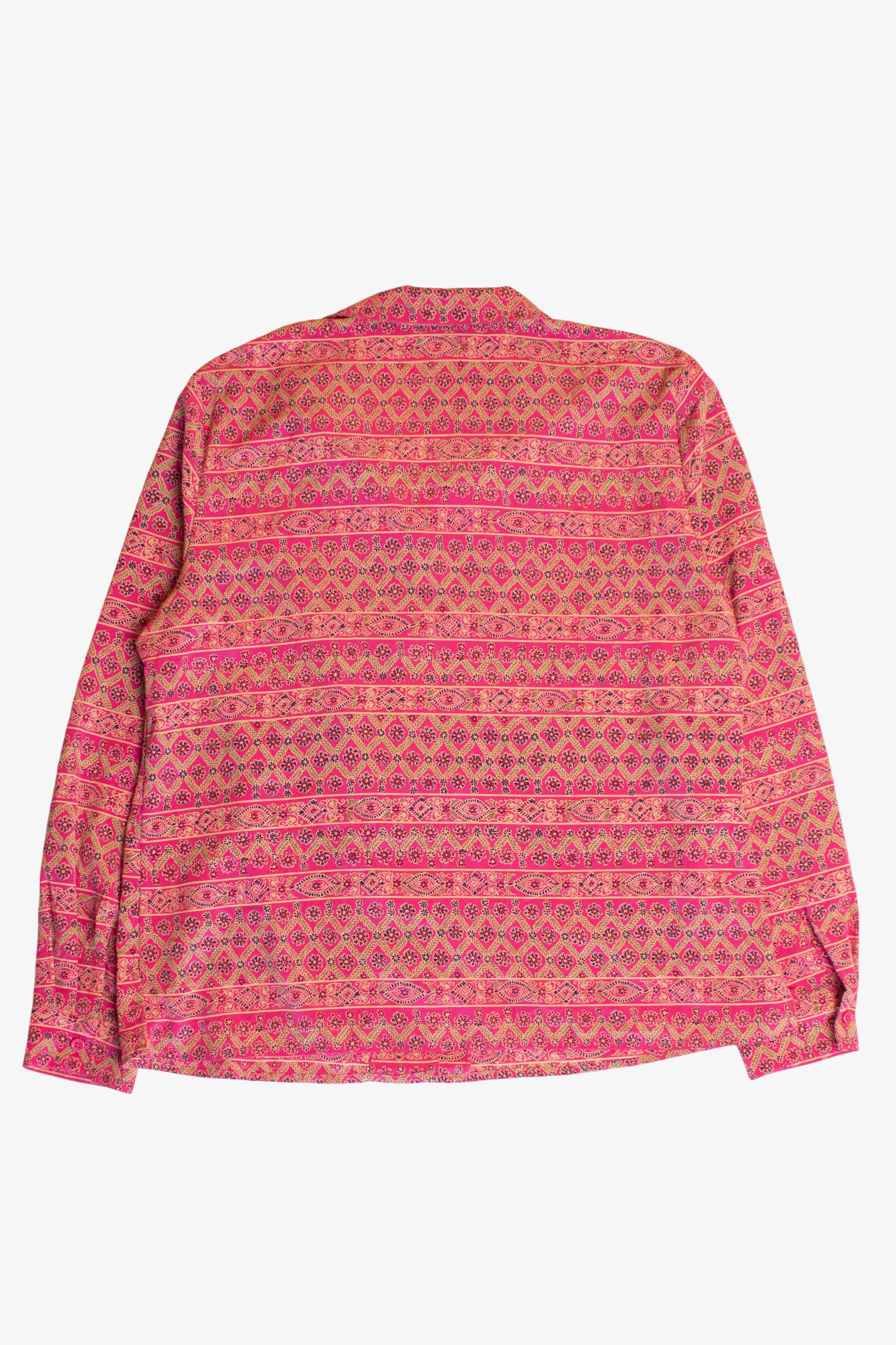 Vintage Pink Floral Stripe Button Up Shirt (1990s)