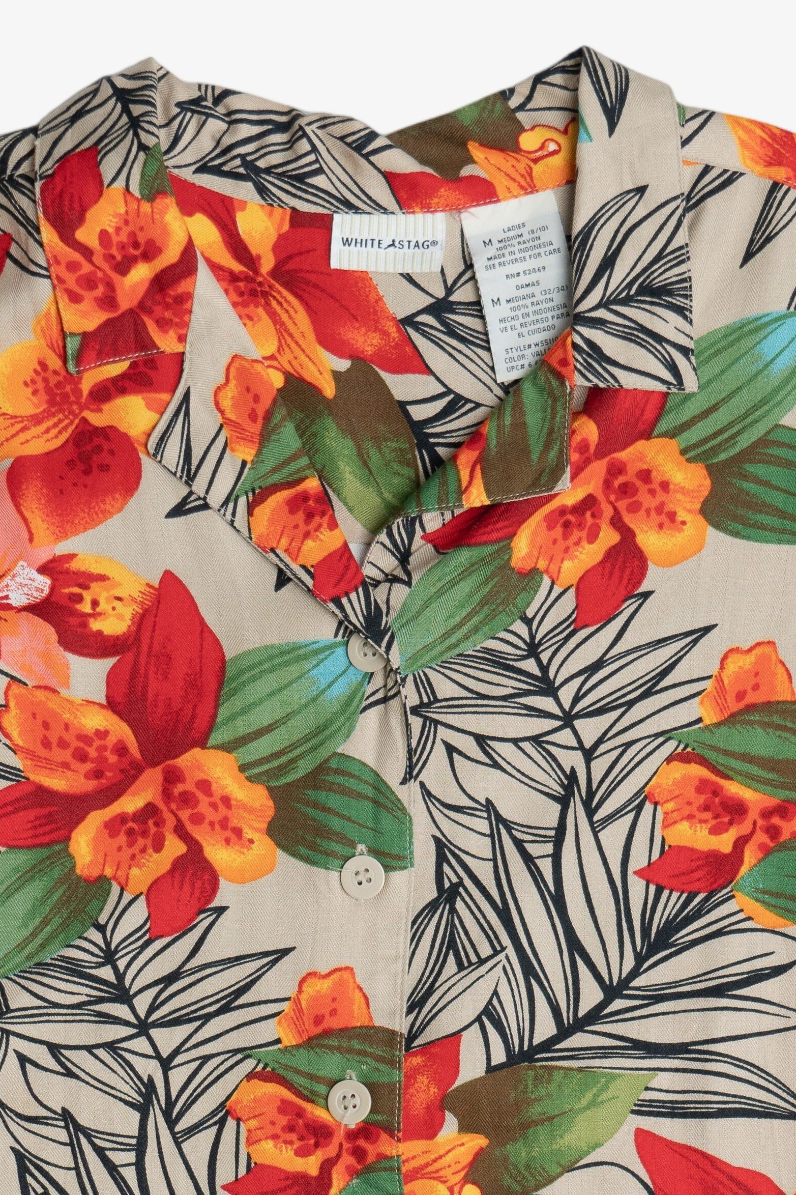 Vintage White Stag Hibiscus Hawaiian Button Up (1990s)