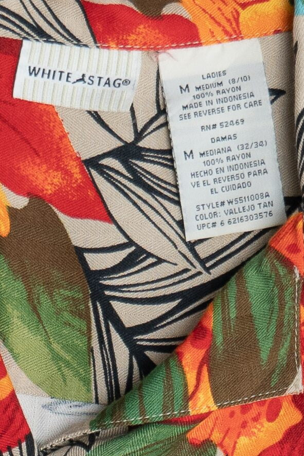 Vintage White Stag Hibiscus Hawaiian Button Up (1990s)