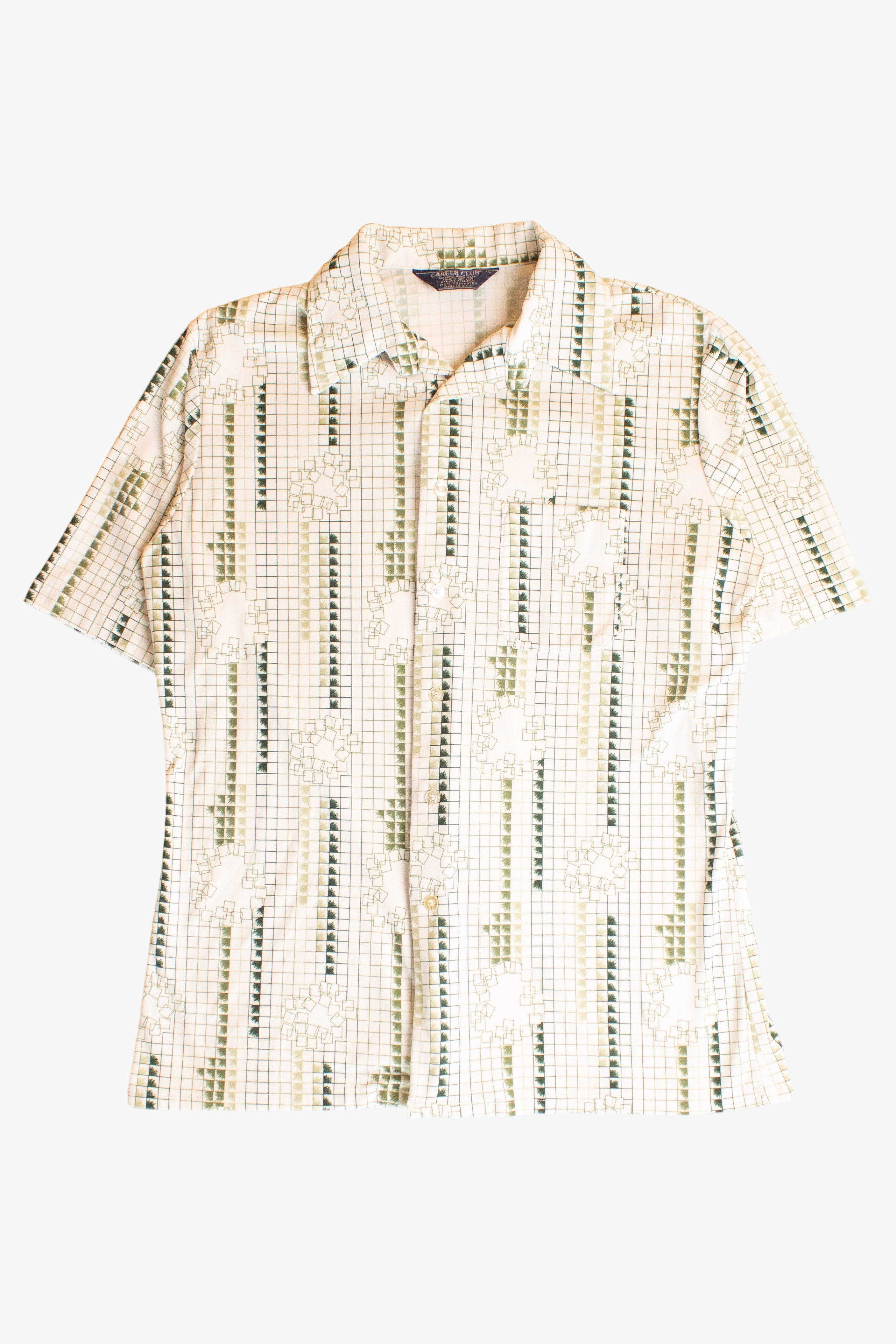 Vintage Career Club Polyester Button Up Shirt (1980s)