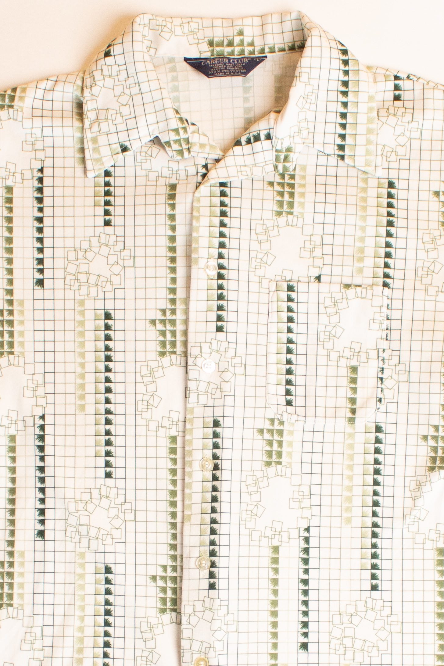 Vintage Career Club Polyester Button Up Shirt (1980s)