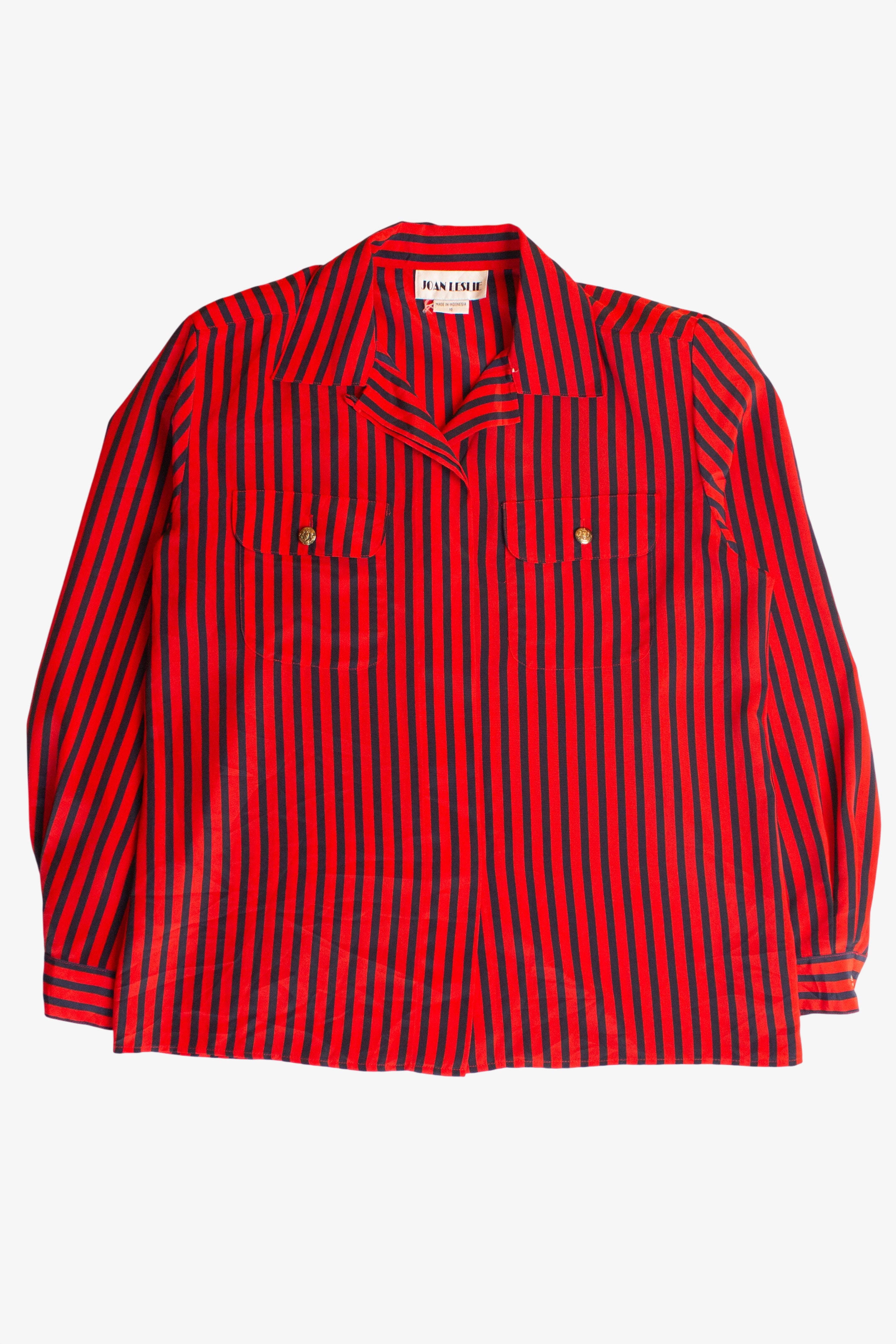 Vintage Joan Leslie Striped Button Up Shirt (1980s)