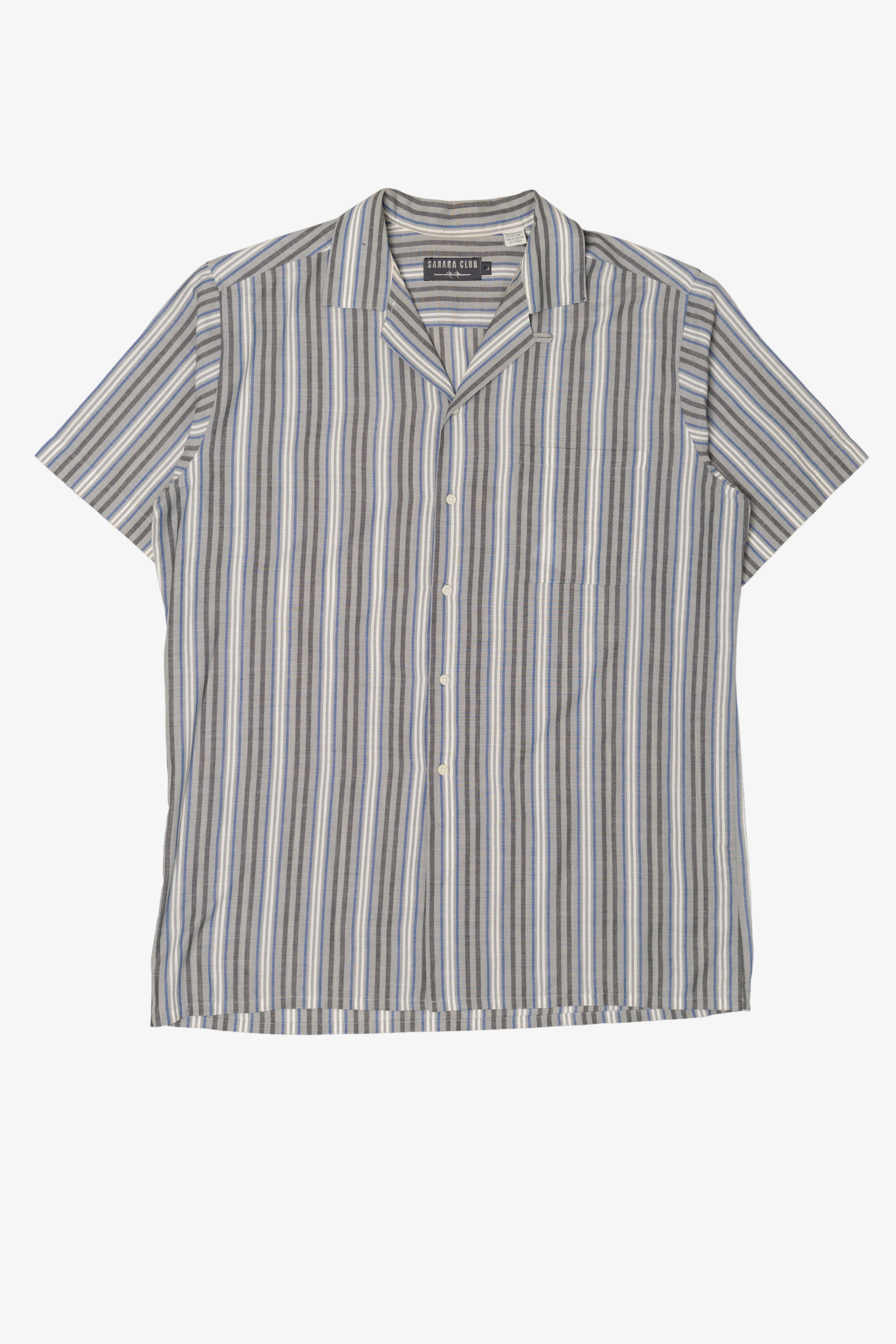 Vintage Light Gray Striped Sahara Club Button Up Shirt (1980s)