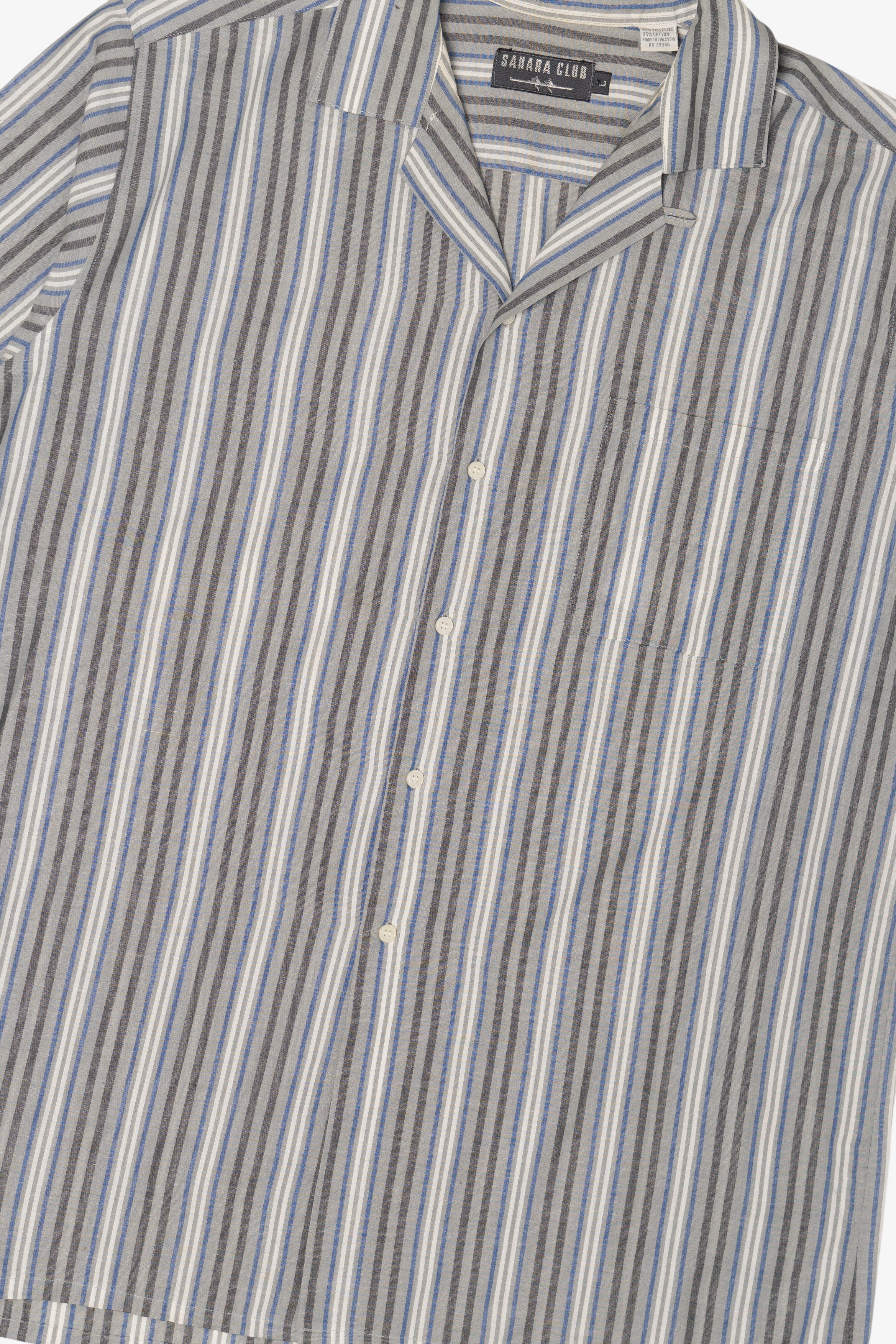 Vintage Light Gray Striped Sahara Club Button Up Shirt (1980s)