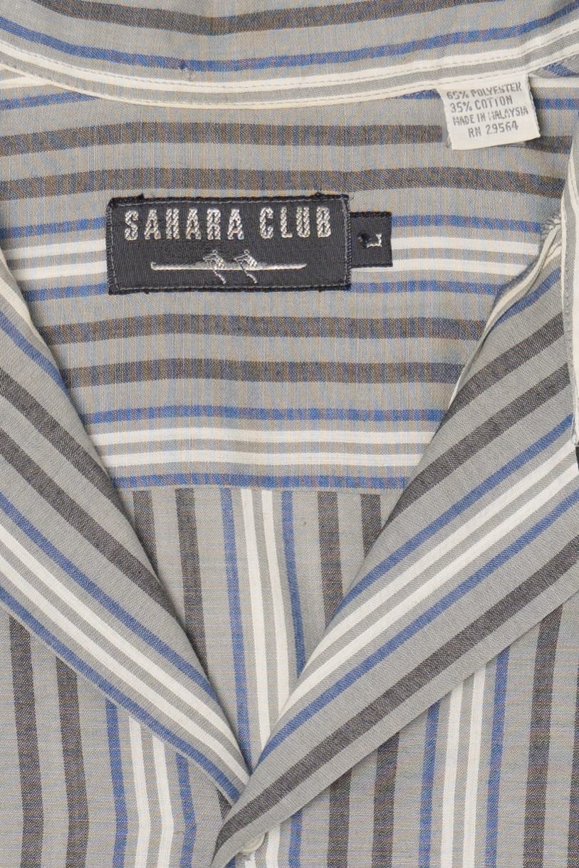 Vintage Light Gray Striped Sahara Club Button Up Shirt (1980s)