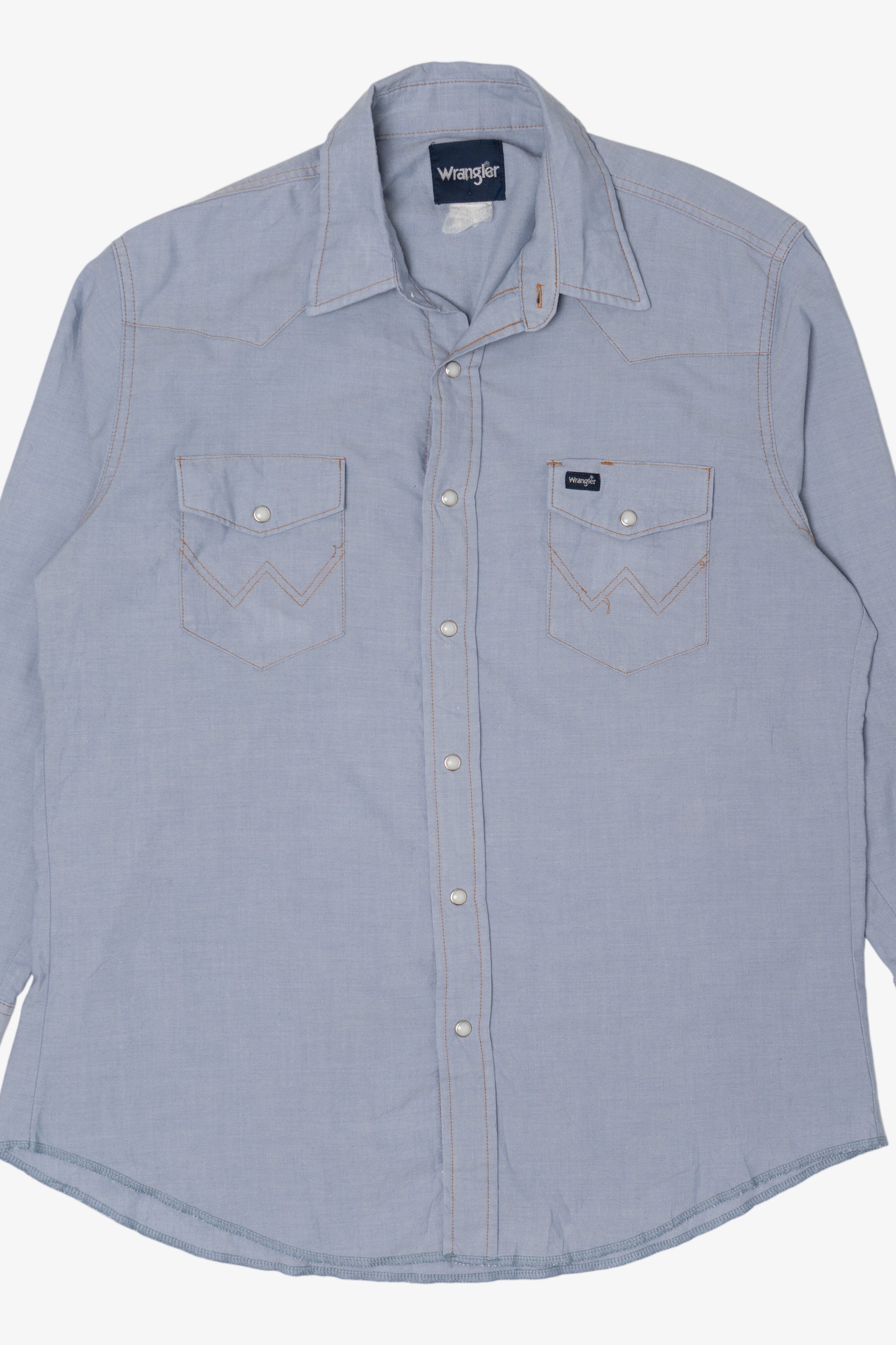 Vintage Light Blue Wrangler Cowboy Cut Snap Button Shirt (1990s)