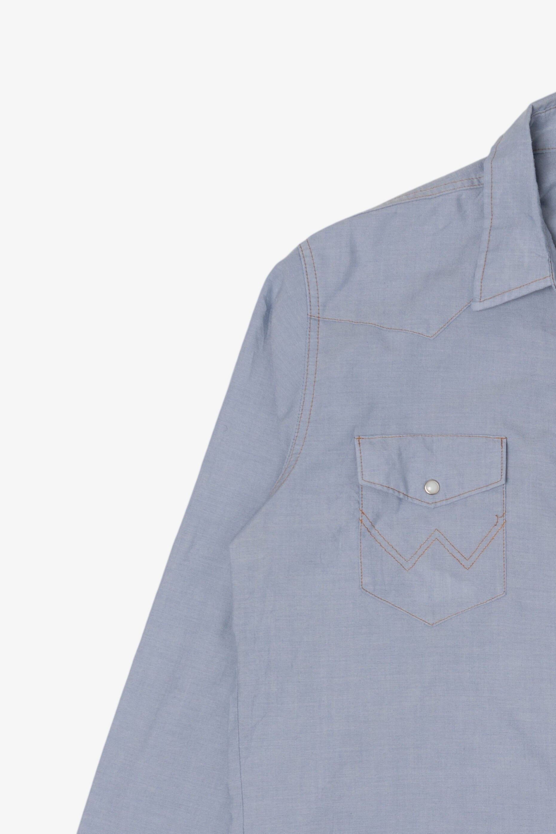 Vintage Light Blue Wrangler Cowboy Cut Snap Button Shirt (1990s)