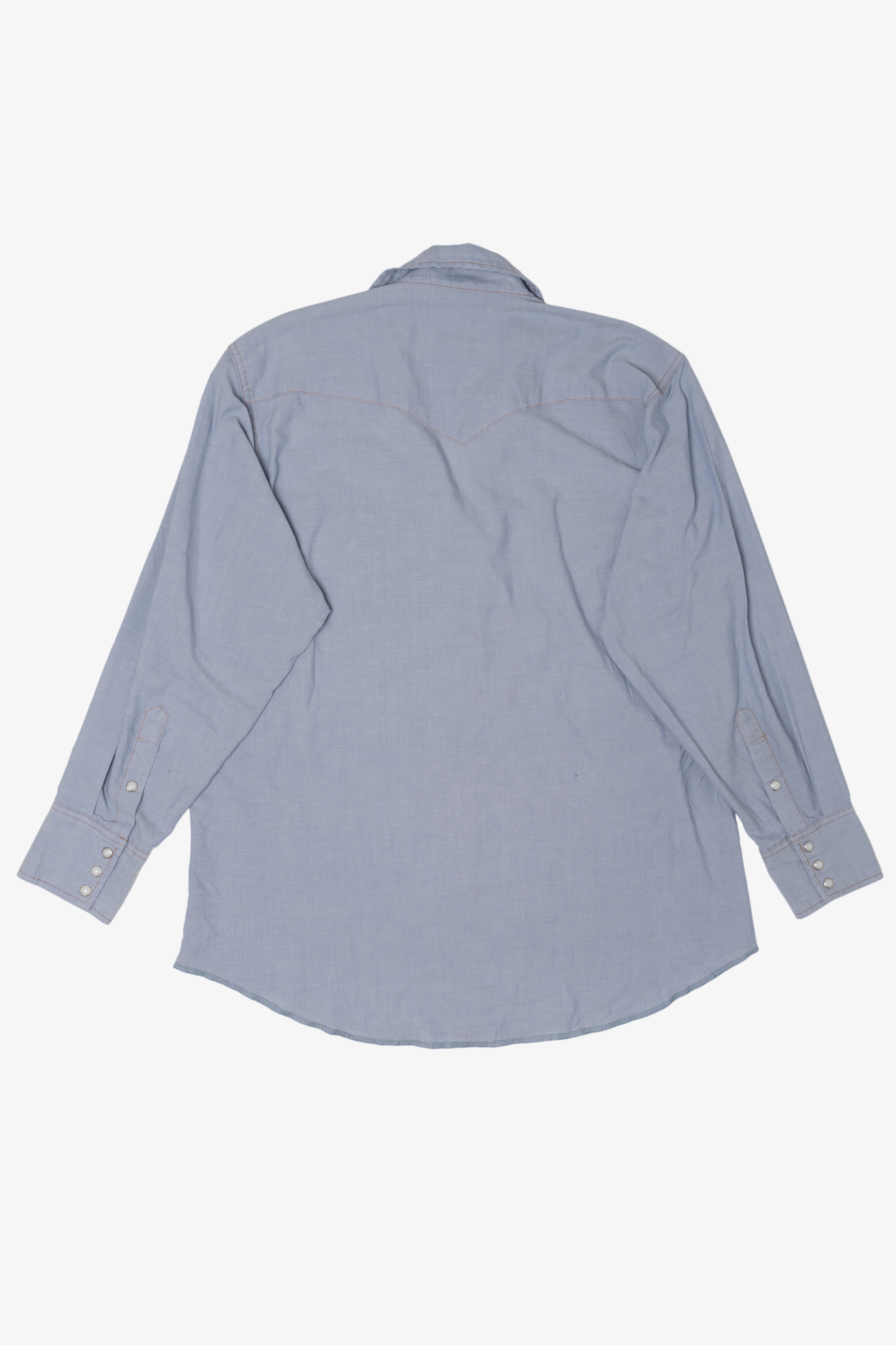 Vintage Light Blue Wrangler Cowboy Cut Snap Button Shirt (1990s)