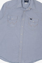 Vintage Light Blue Wrangler Cowboy Cut Snap Button Shirt (1990s)