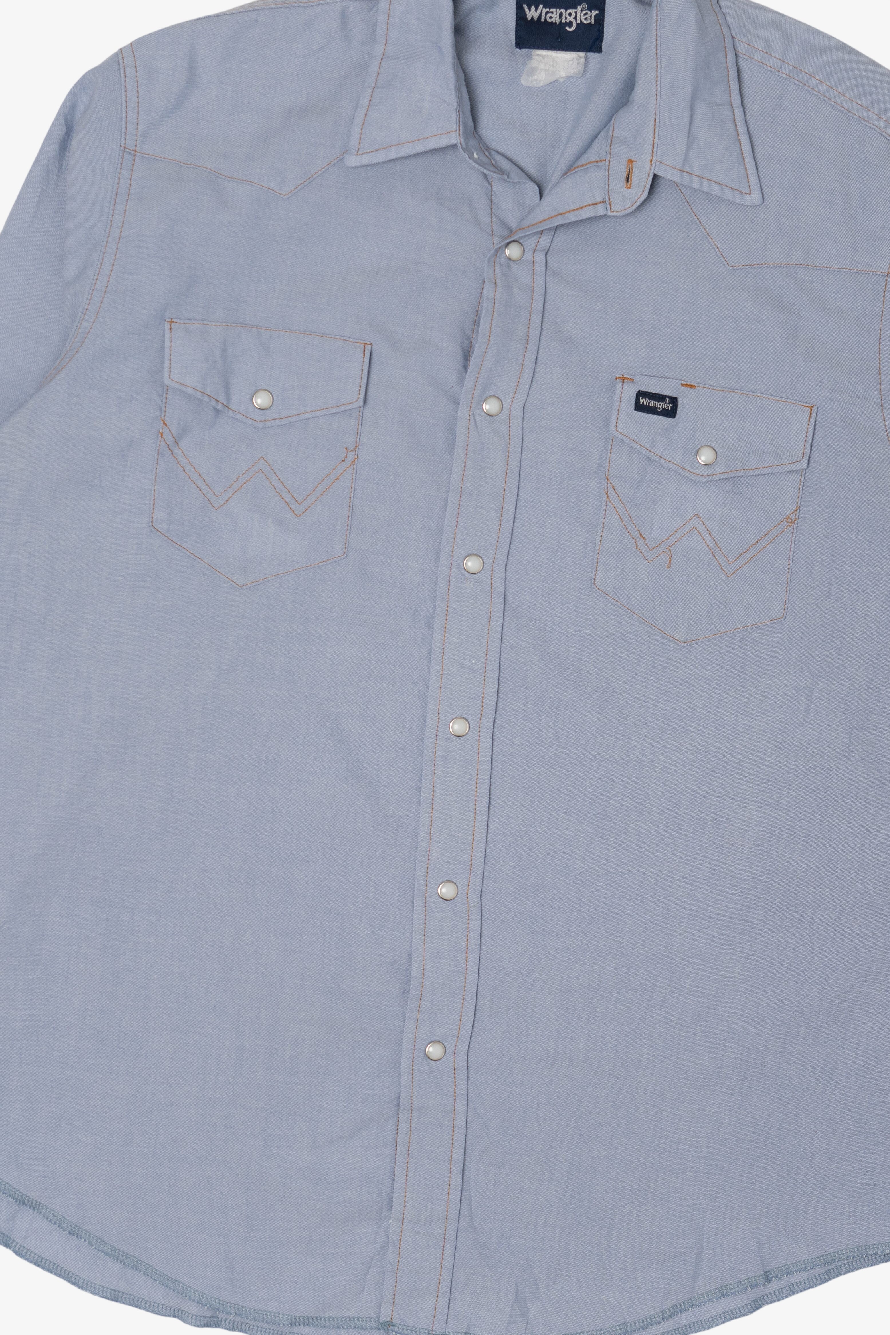 Vintage Light Blue Wrangler Cowboy Cut Snap Button Shirt (1990s)