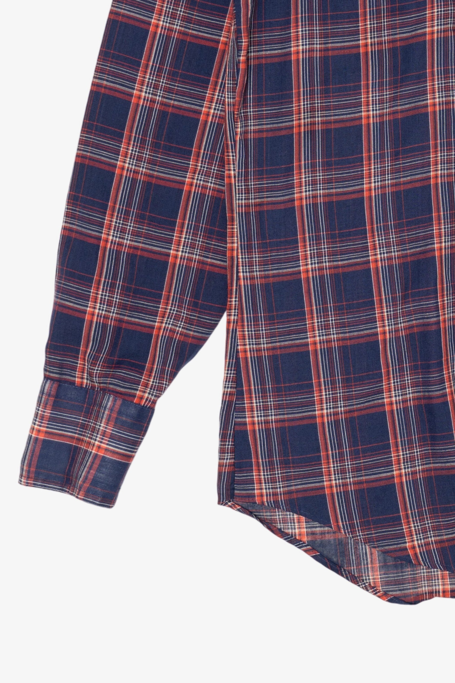 Vintage Navy Blue Plaid Career Club Button Up Shirt (1980s)