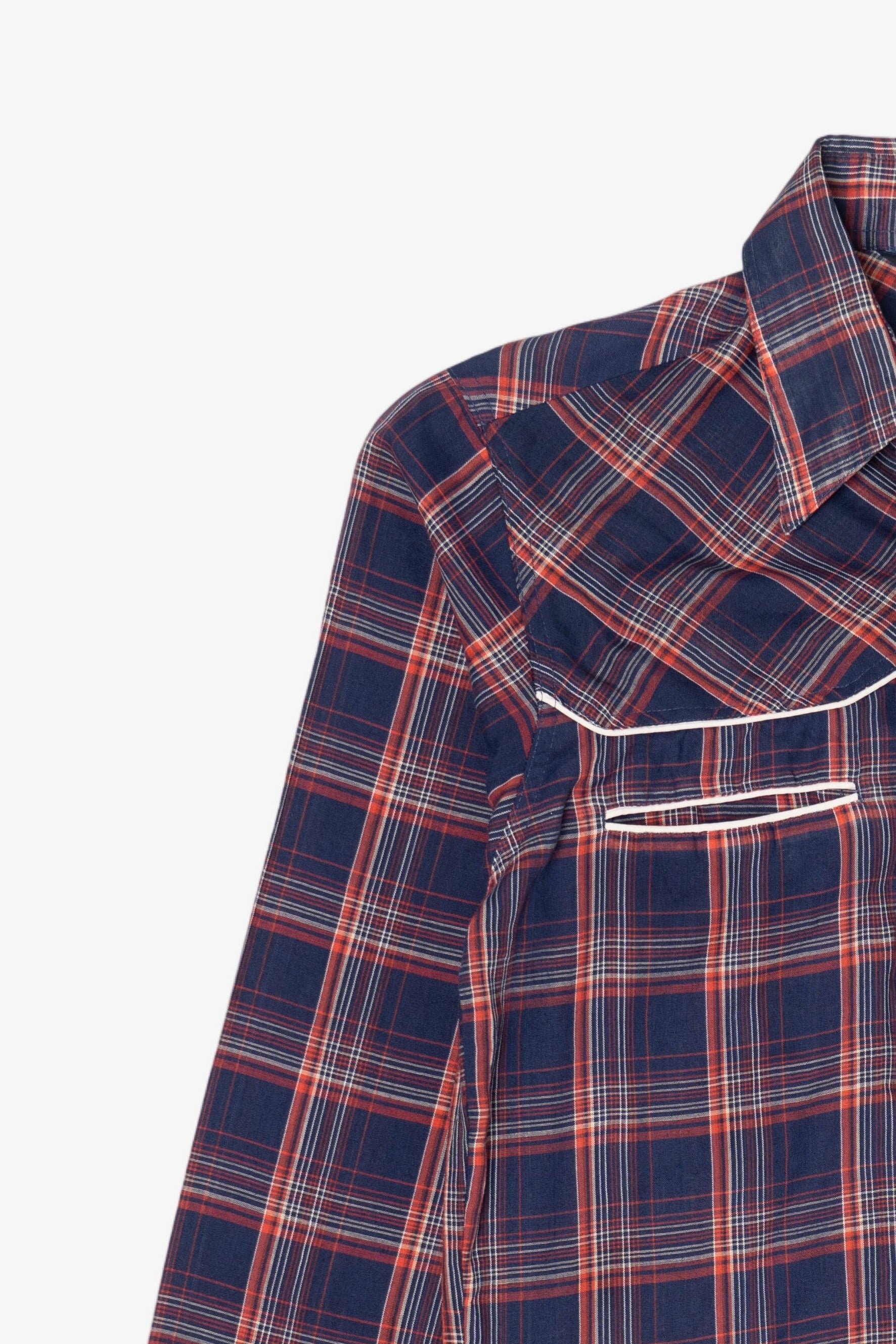 Vintage Navy Blue Plaid Career Club Button Up Shirt (1980s)