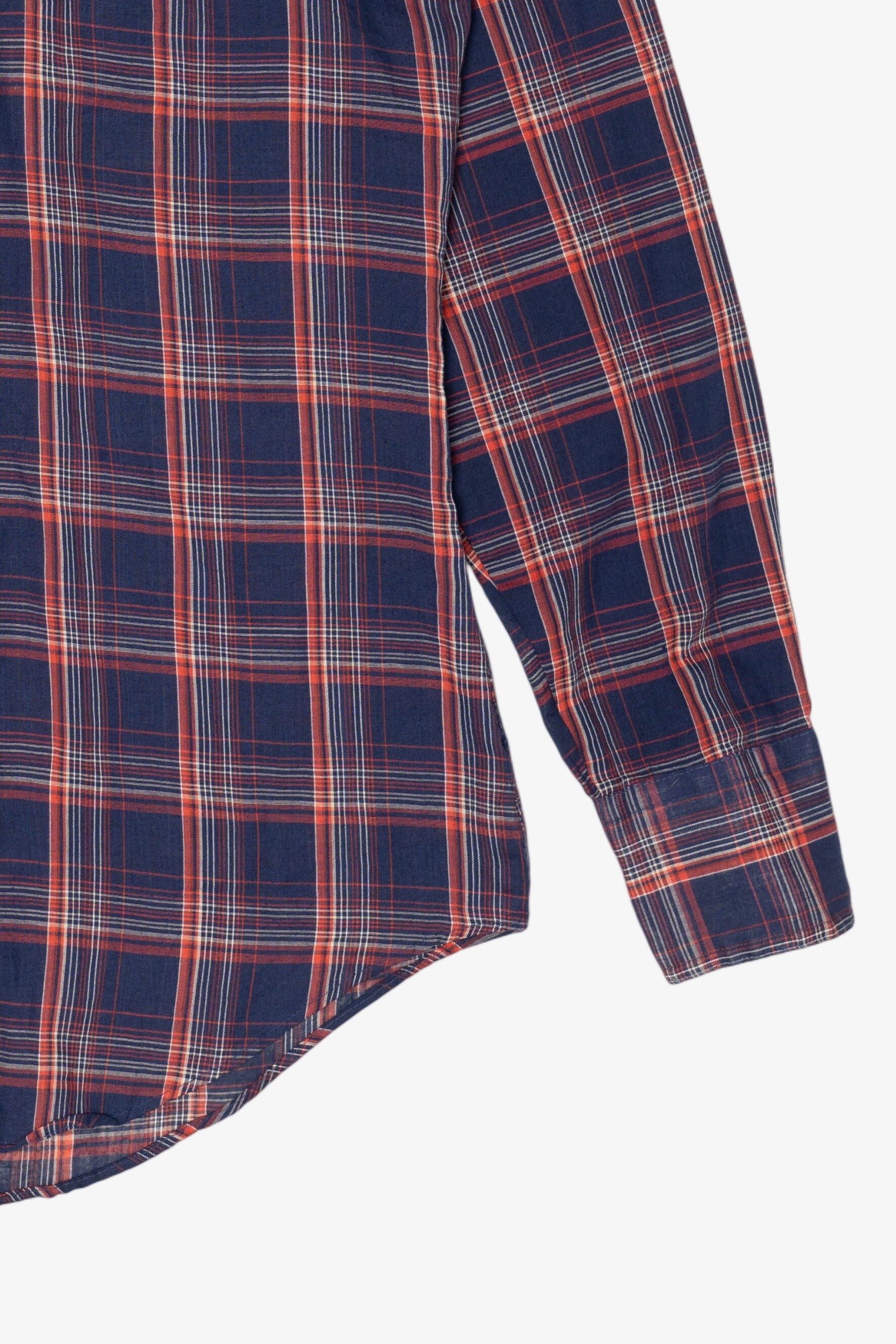 Vintage Navy Blue Plaid Career Club Button Up Shirt (1980s)