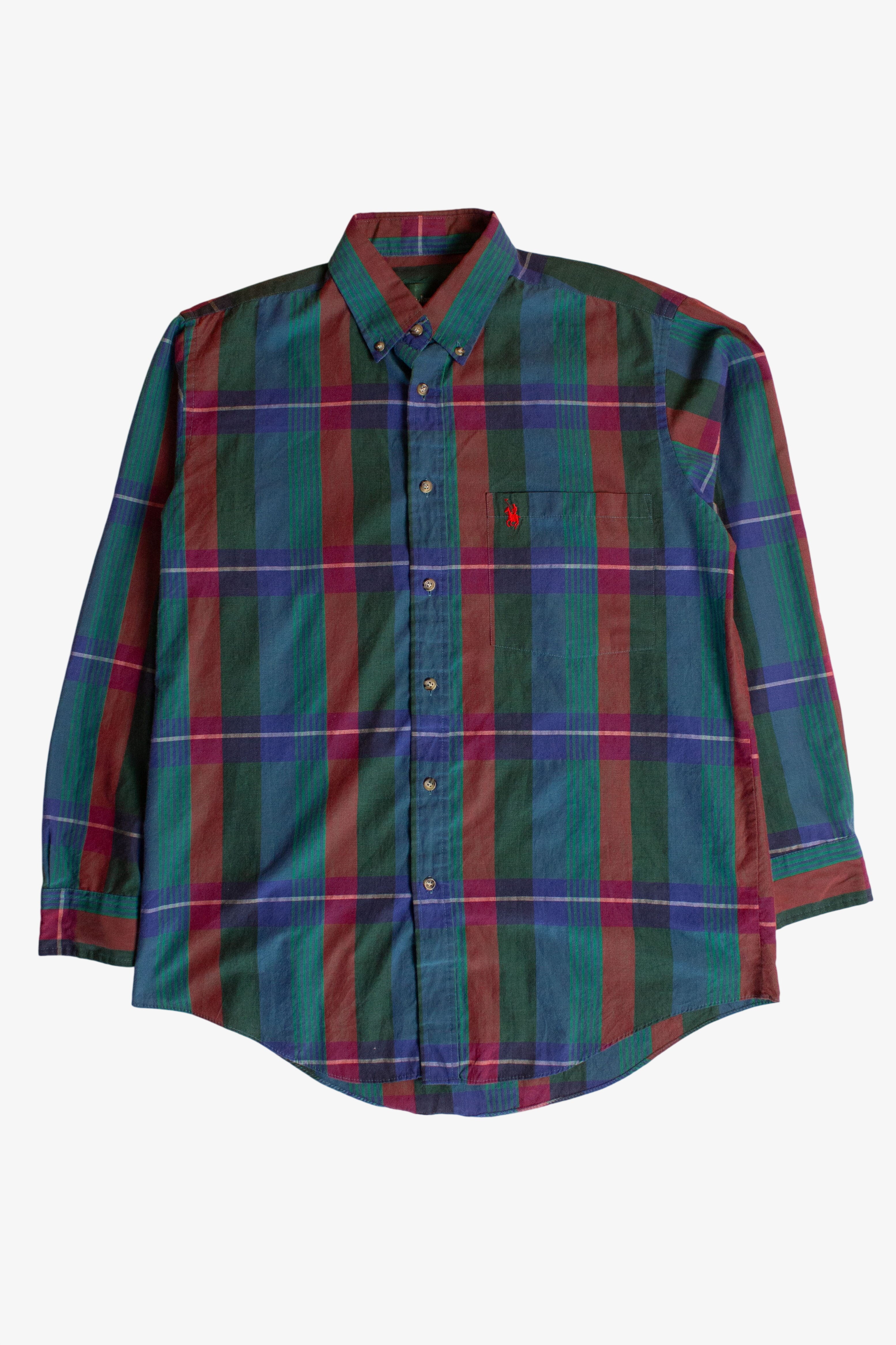 Vintage Green Plaid Button Up Shirt (1990s)