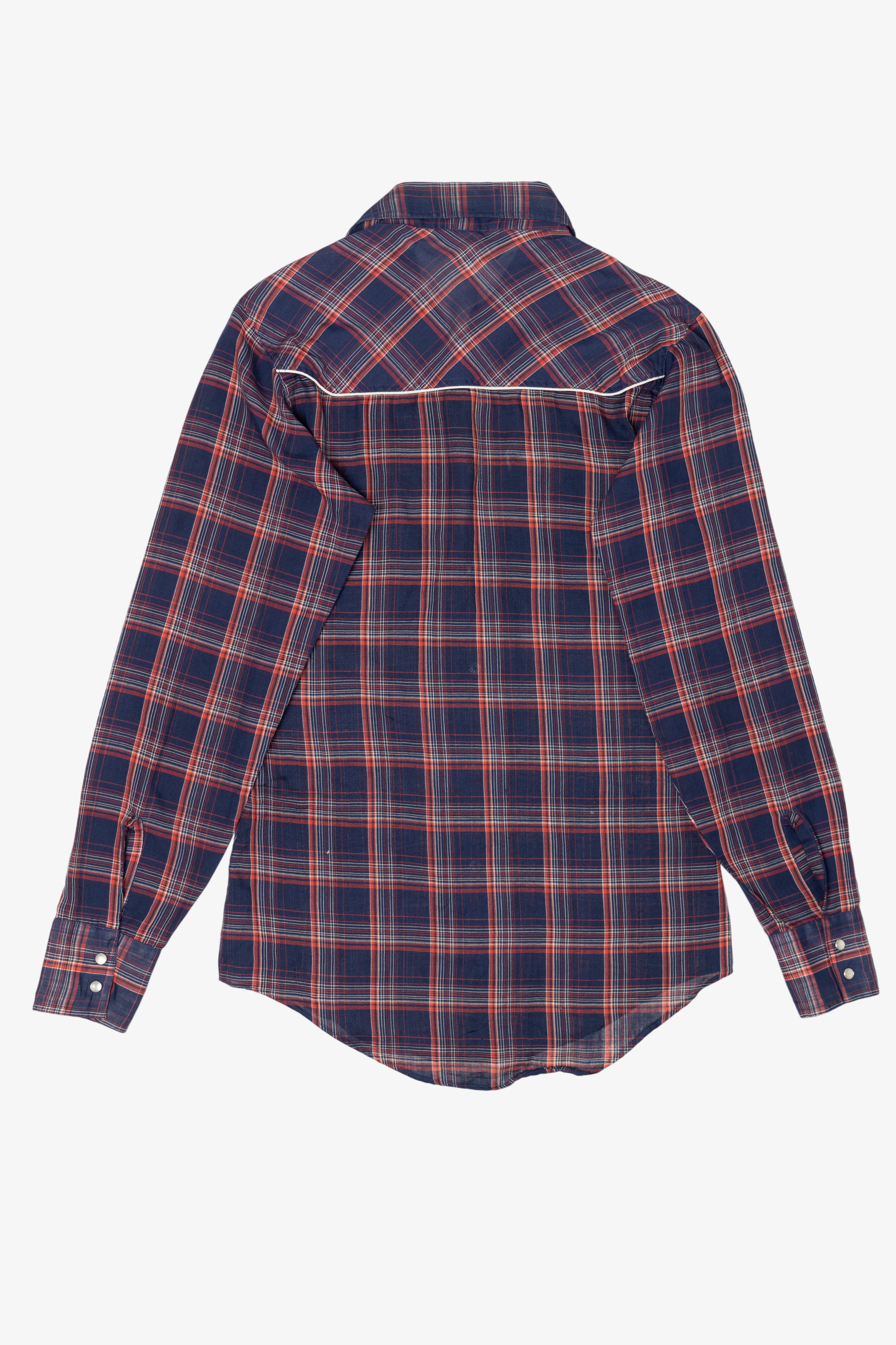 Vintage Navy Blue Plaid Career Club Button Up Shirt (1980s)