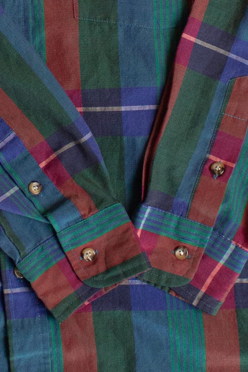 Vintage Green Plaid Button Up Shirt (1990s)