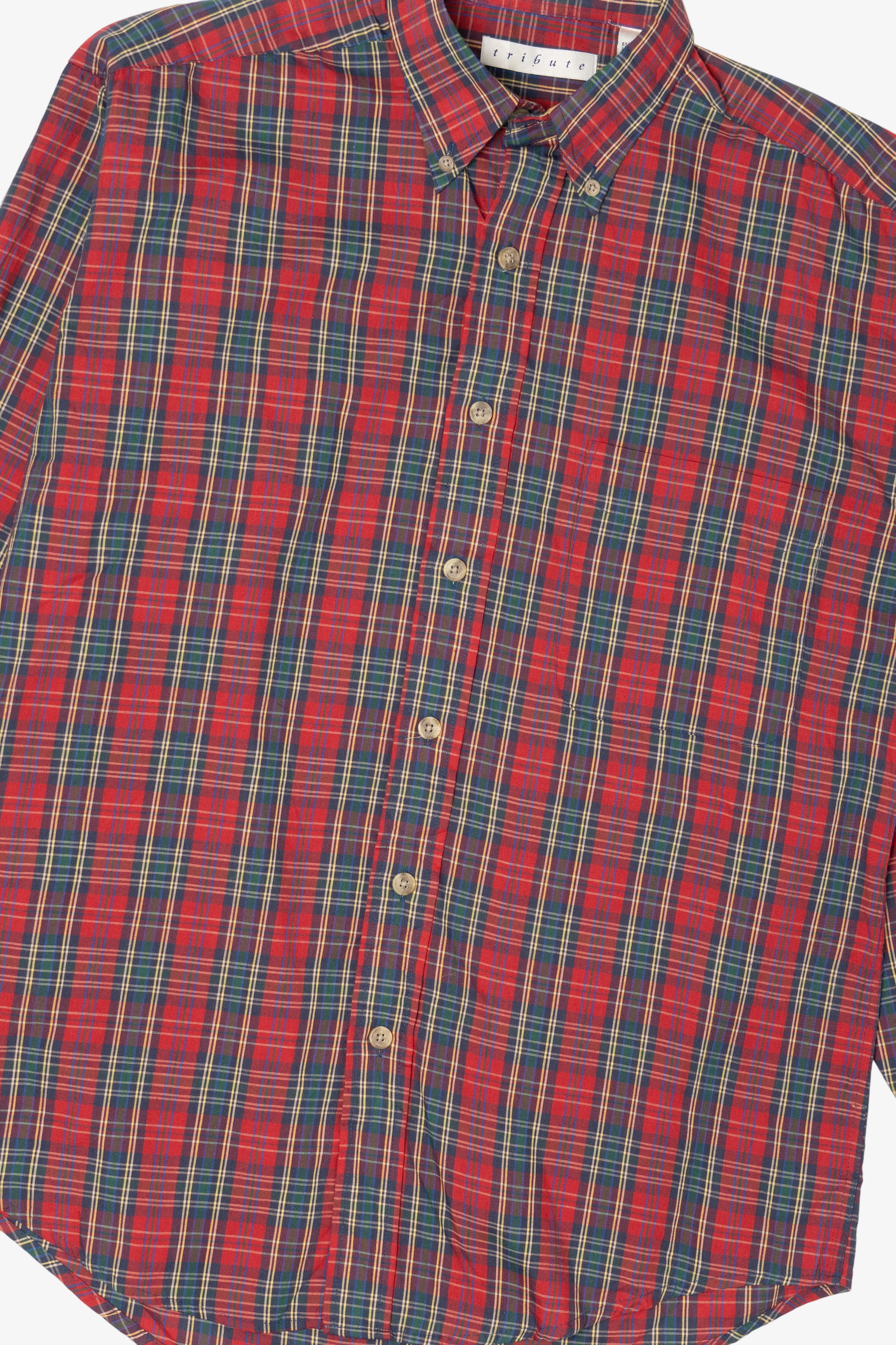 Vintage Red Plaid Tribute Button Up Shirt (1990s)