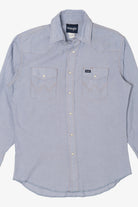 Vintage Light Blue Wrangler Western Cowboy Cut Snap Button Shirt (1990s)