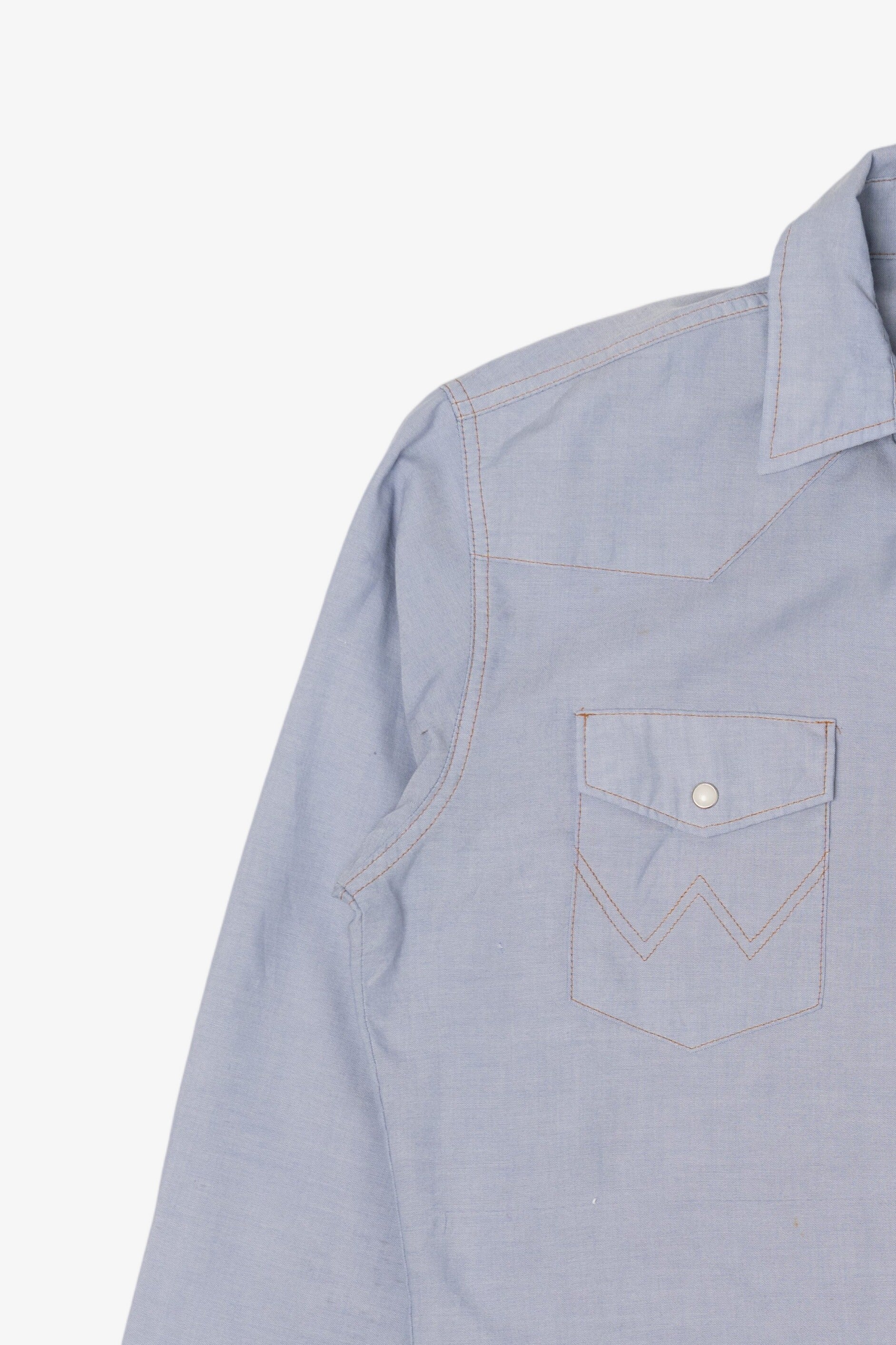Vintage Light Blue Wrangler Western Cowboy Cut Snap Button Shirt (1990s)