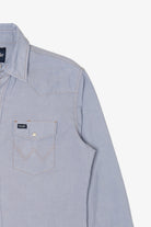 Vintage Light Blue Wrangler Western Cowboy Cut Snap Button Shirt (1990s)