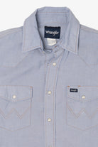 Vintage Light Blue Wrangler Western Cowboy Cut Snap Button Shirt (1990s)